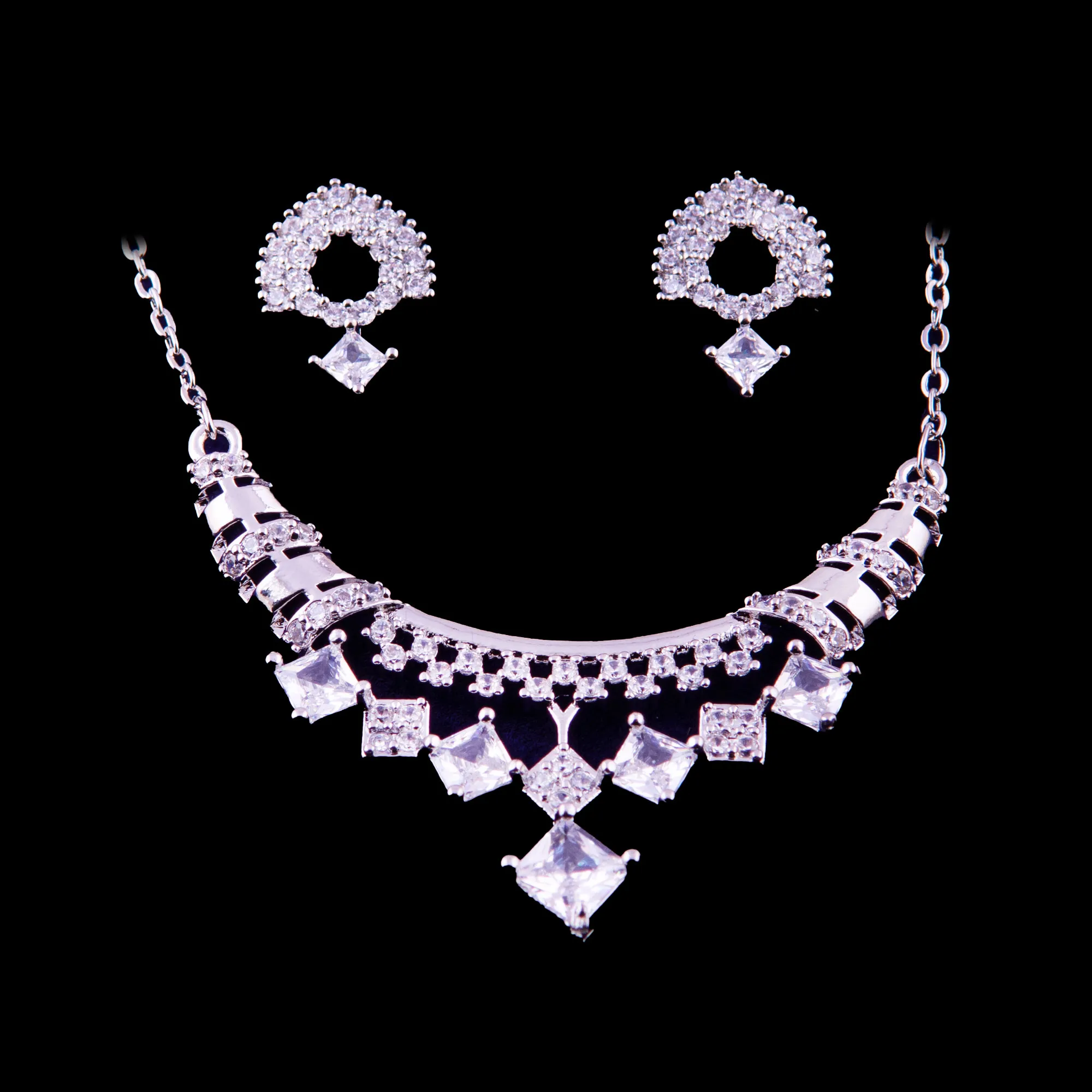 Crystal Stone Necklace & Earrings Set