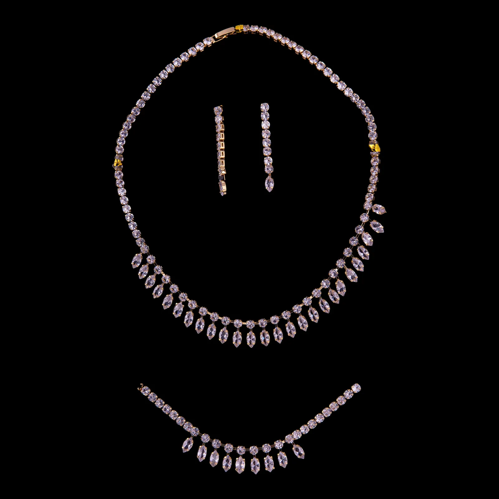 CZ Necklace Bracelet And Earring Set