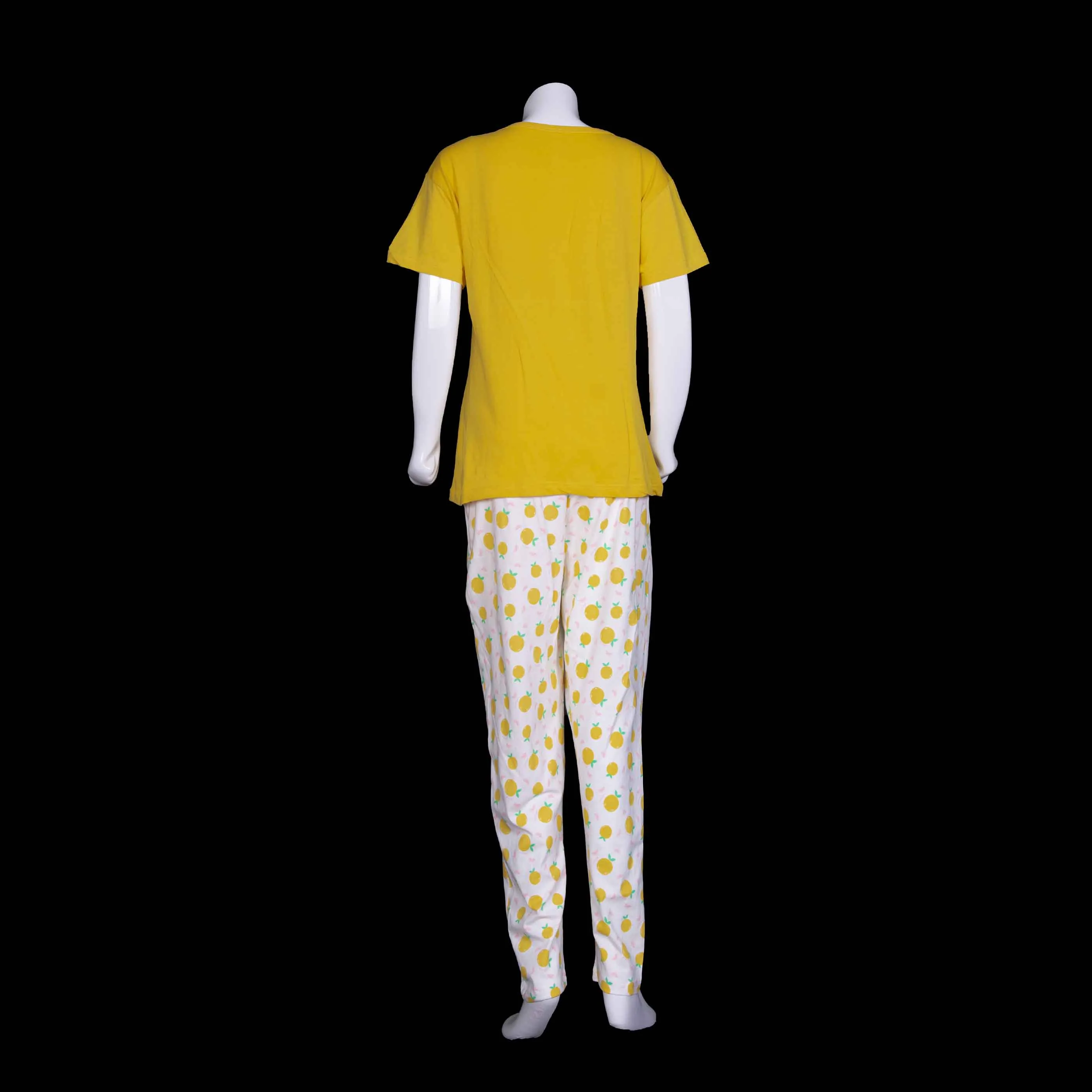 Yellow Printed Night Suit For Ladies