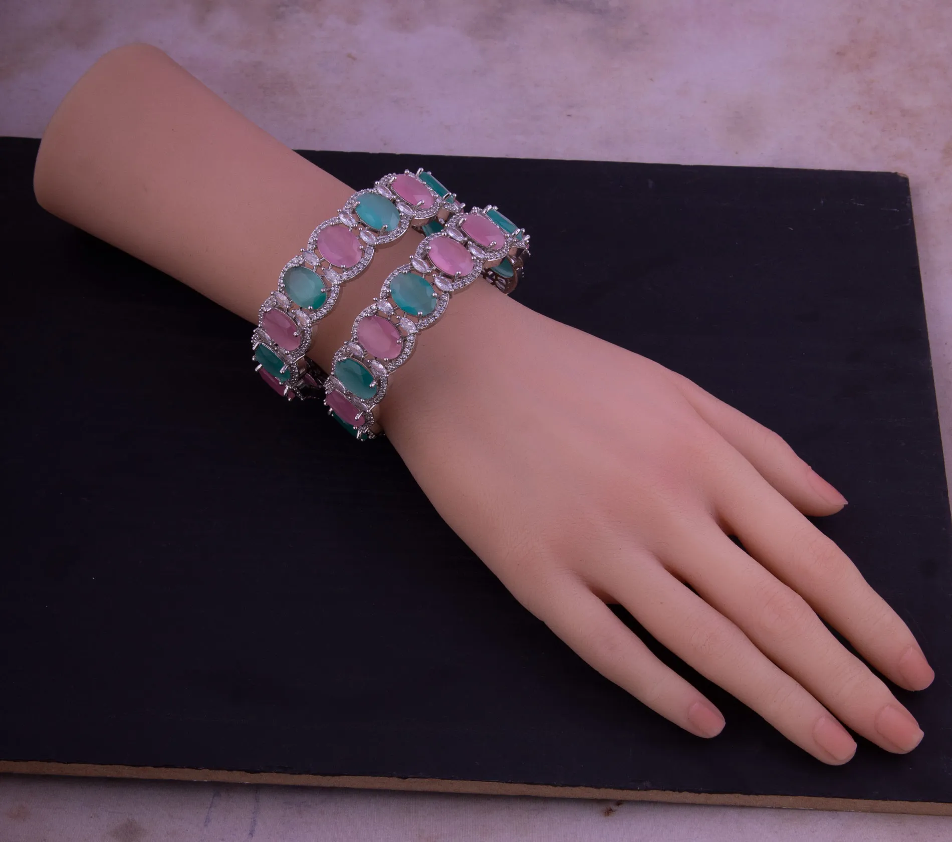 Silver Plated American Diamond Bangles