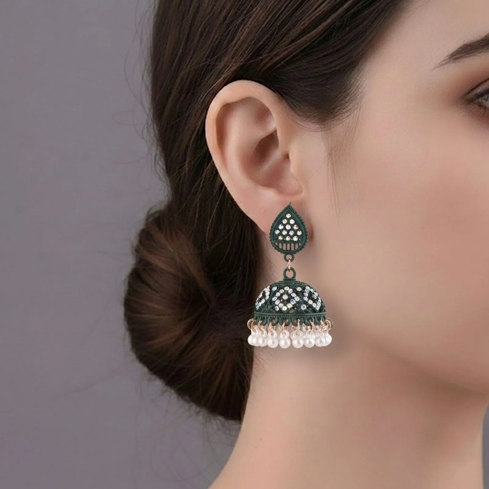 Traditional Beaded Jhumka Earrings