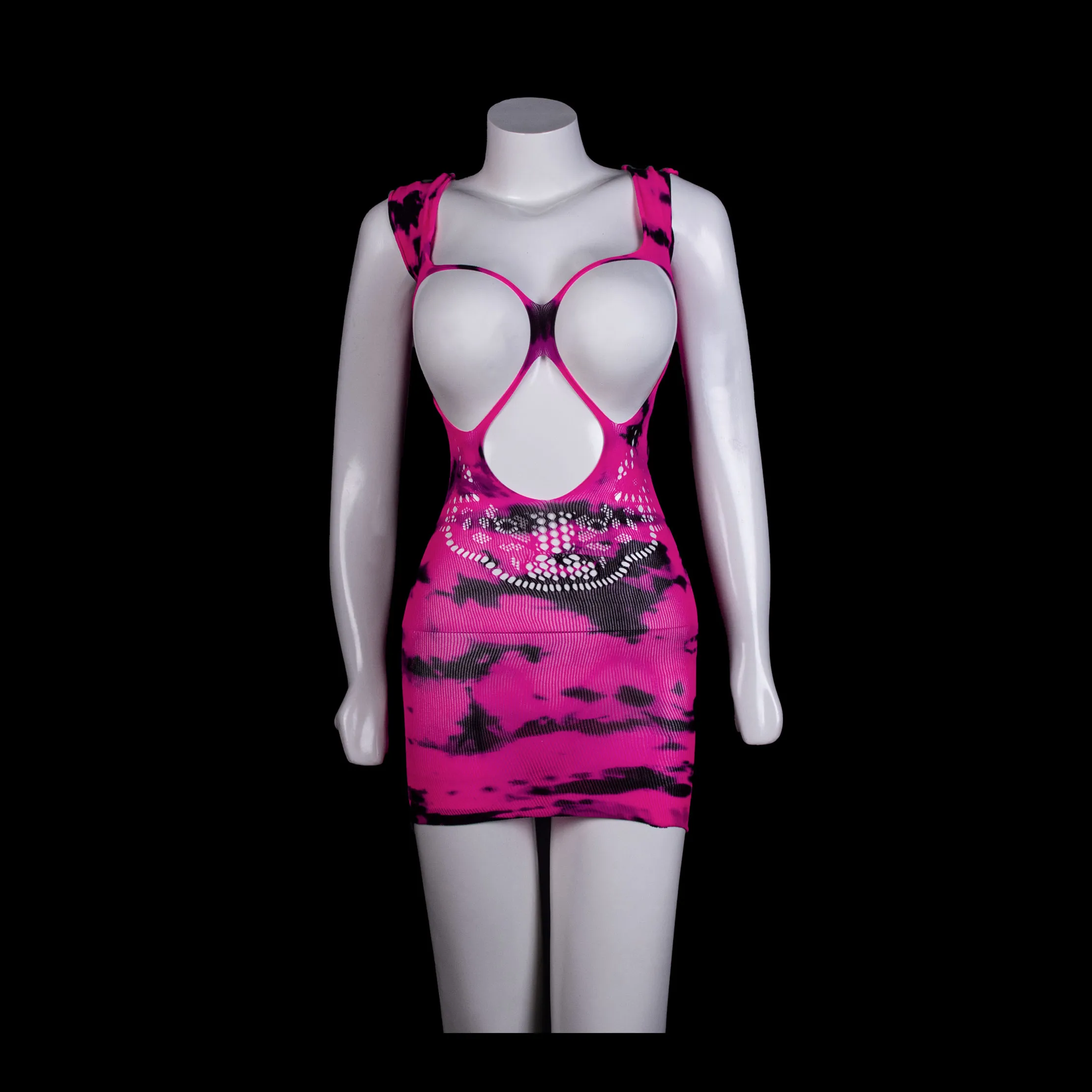 Pink Cutout Stocking Mini Dress