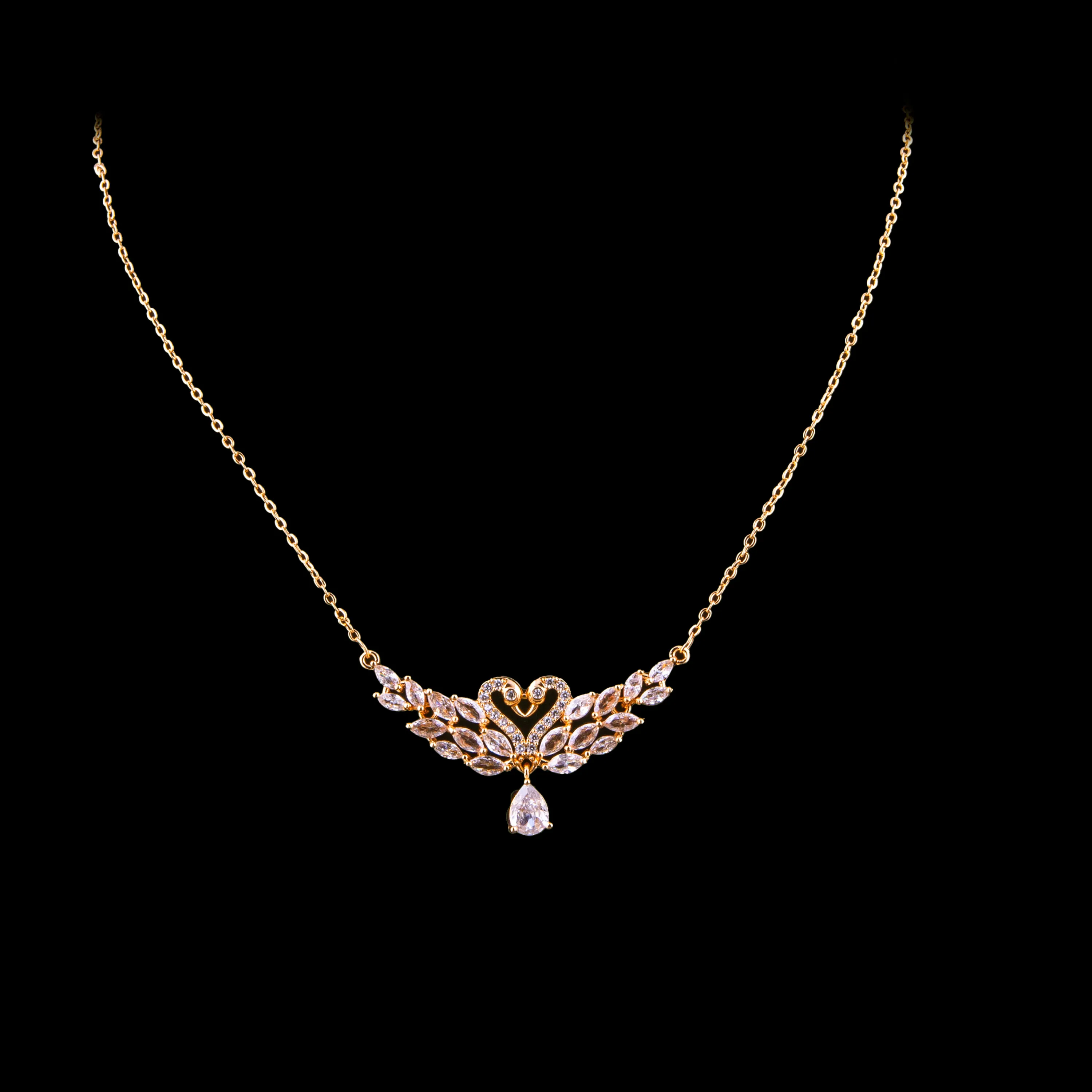 Gold Plated Crystal Swan Jewelry Set