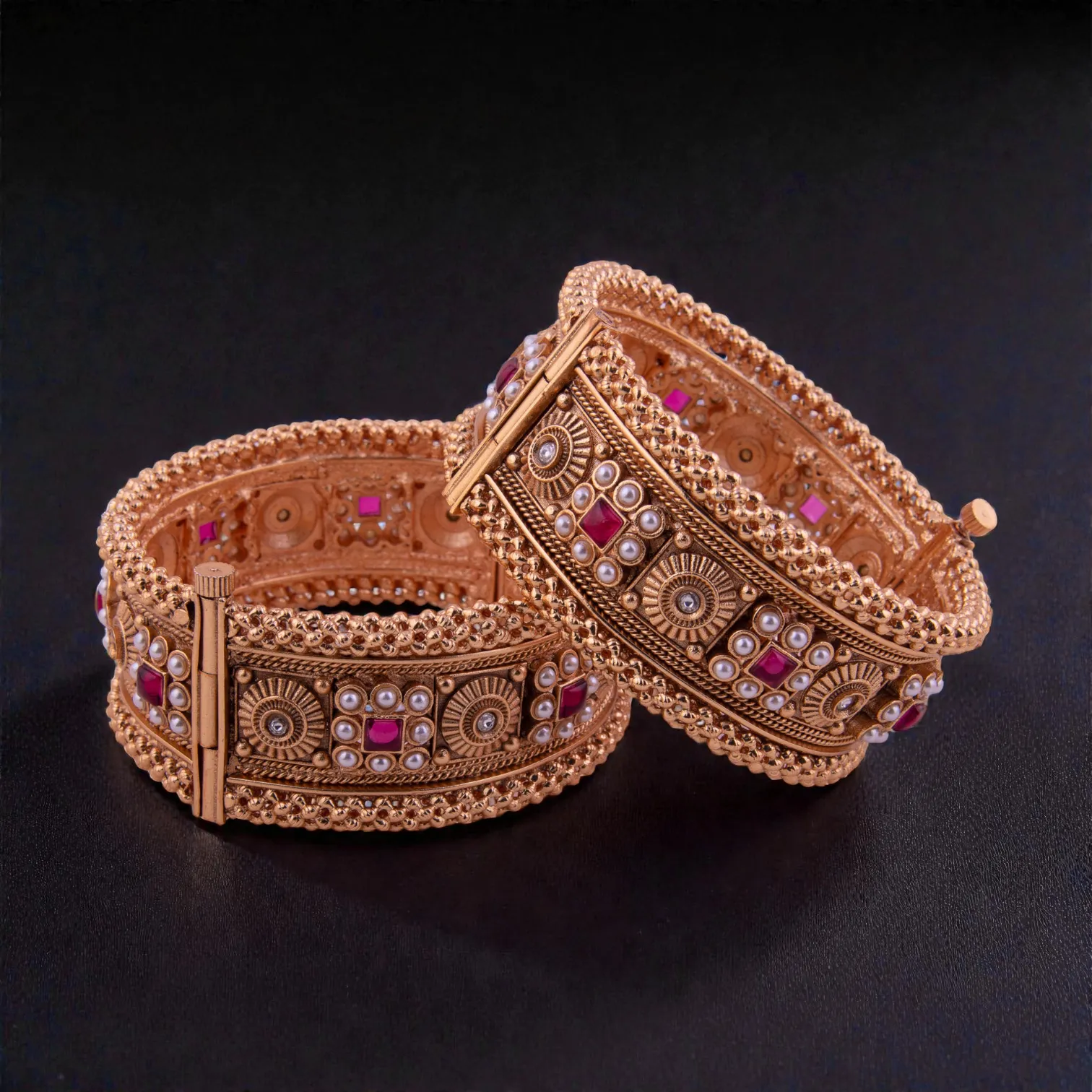 Openable Rajwadi Temple Kada Bangles Pair