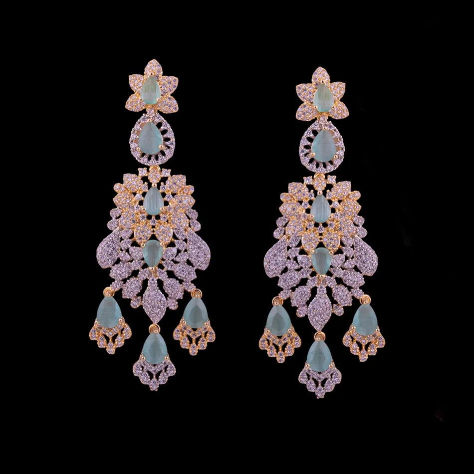 Mint Stone Gold Plated Bridal Necklace Set