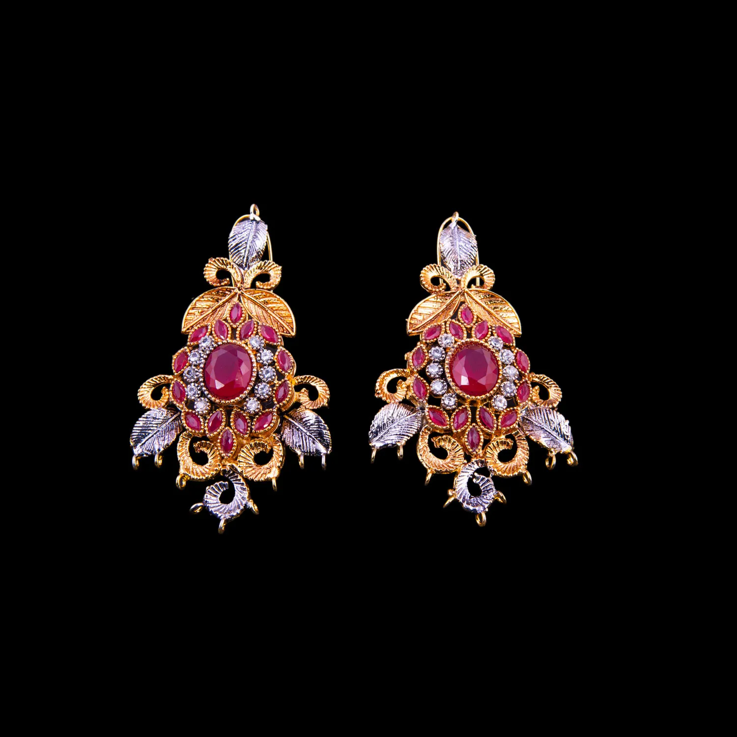 Golden Flora Ruby Bridal Jewellery Set