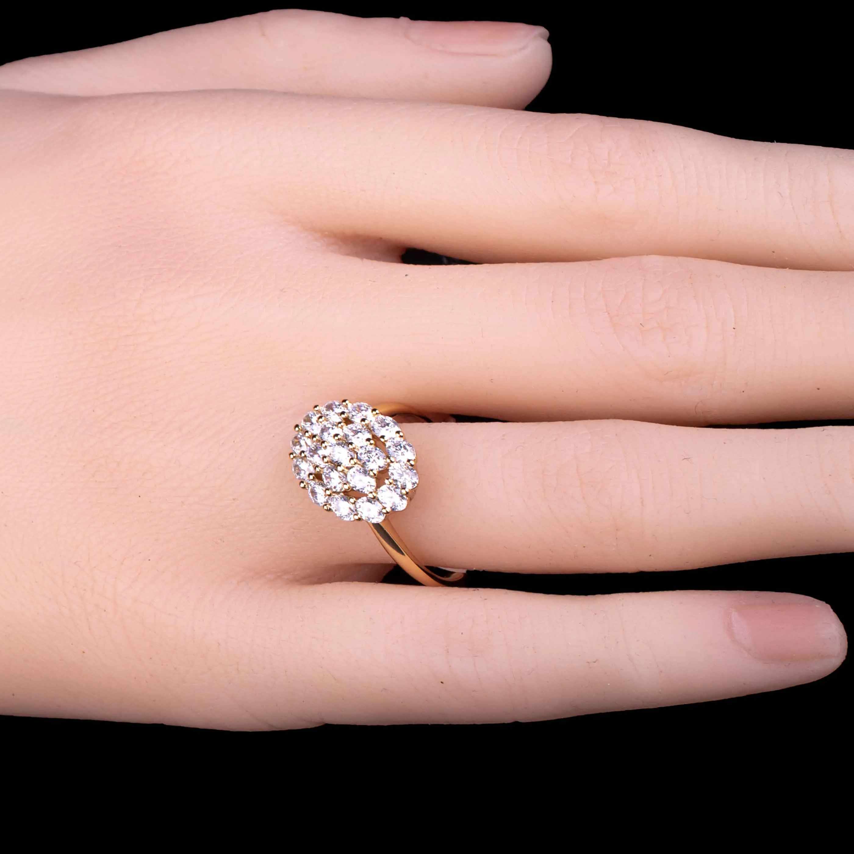 Oval Cluster Zircon Ring