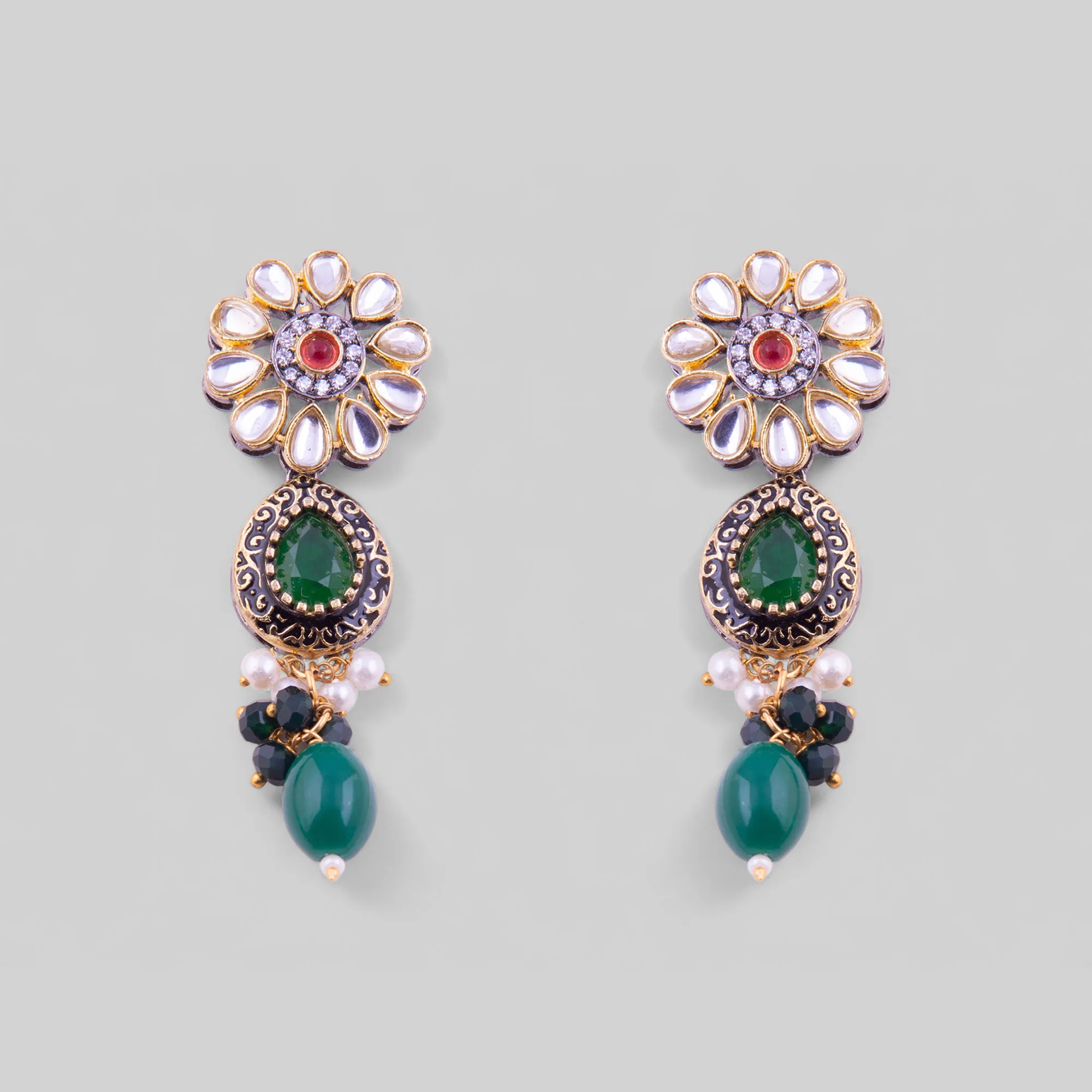 Emerald Green Polki Kundan Choker Set