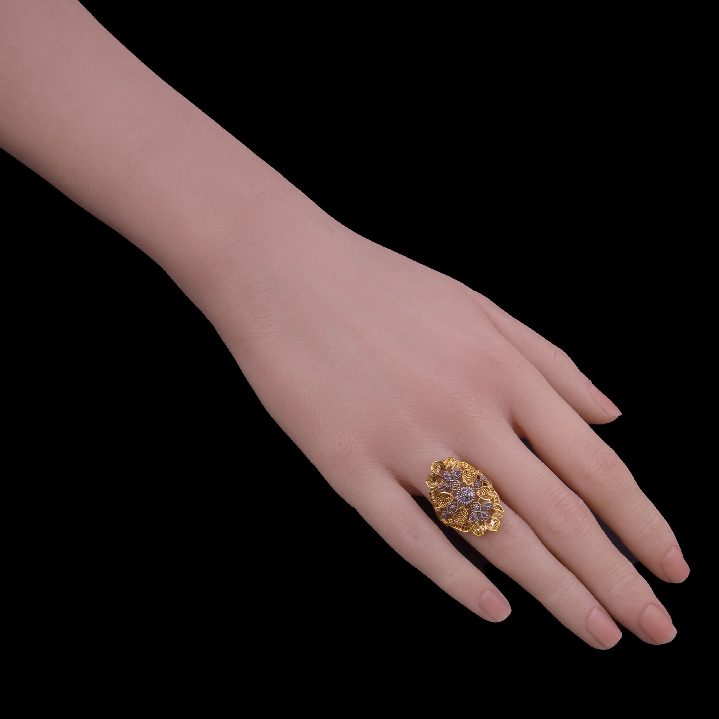 Gold Toned Filigree Cocktail Ring
