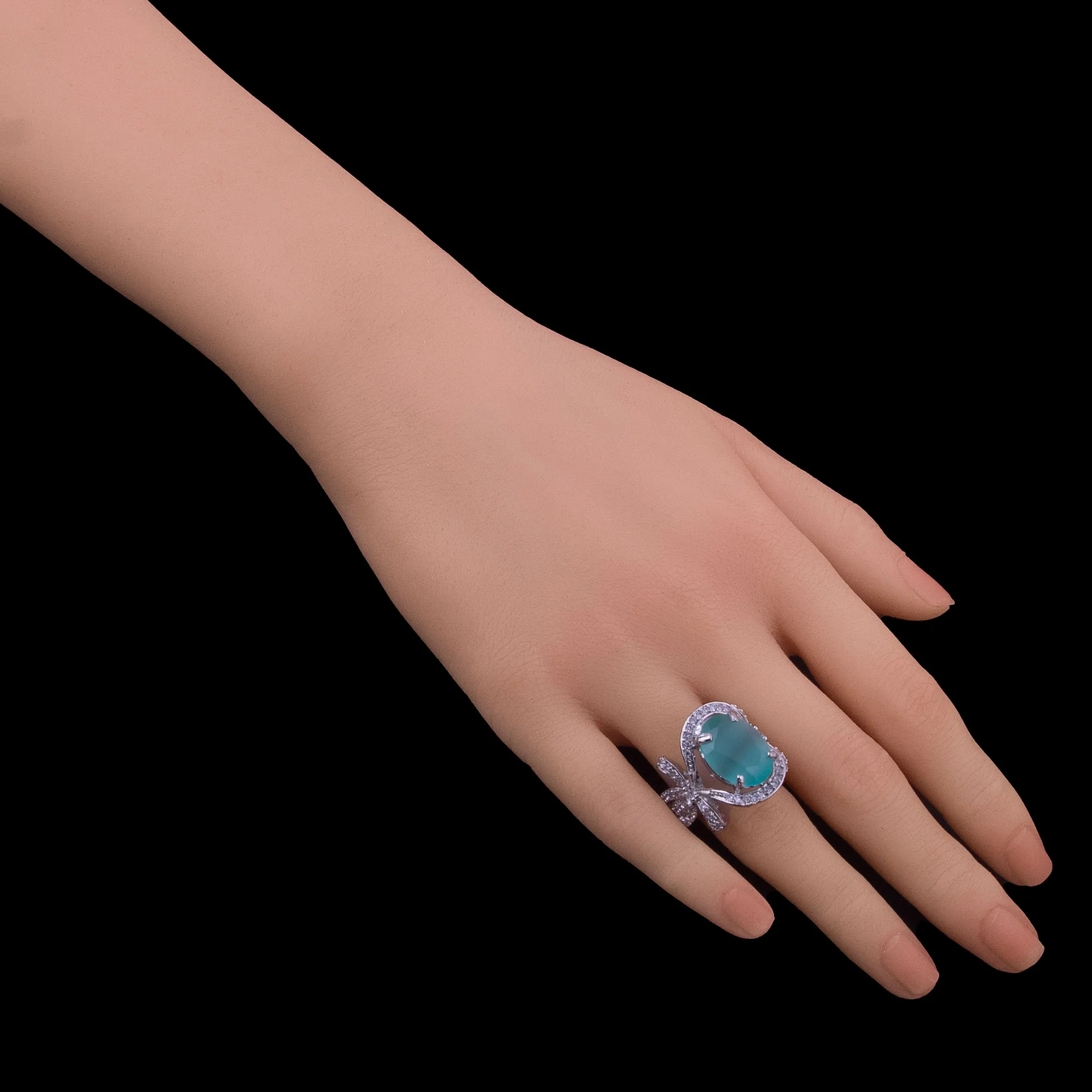 Oval-cut Jade Stone Adjustable Ring
