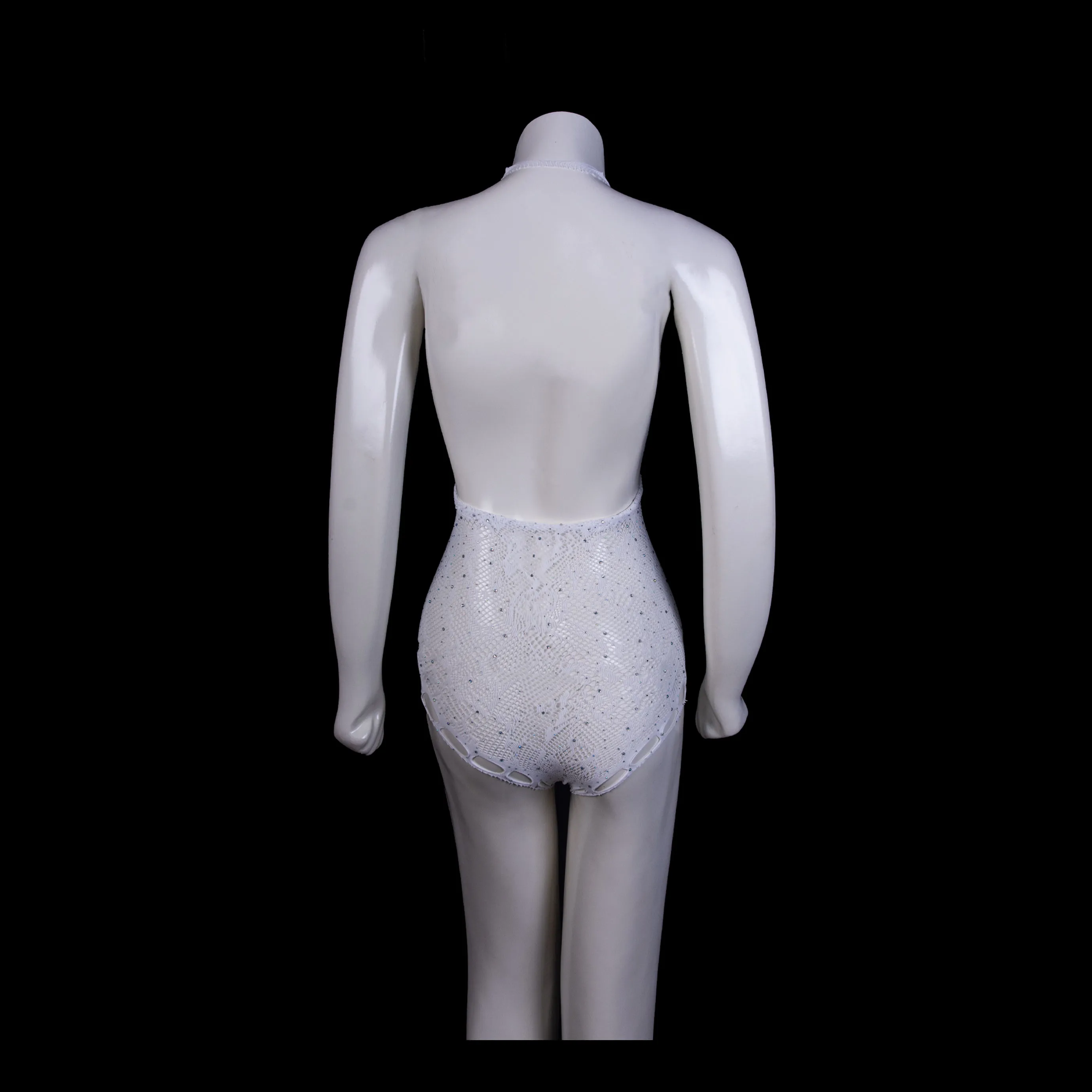 White Halter BodyStocking Suit