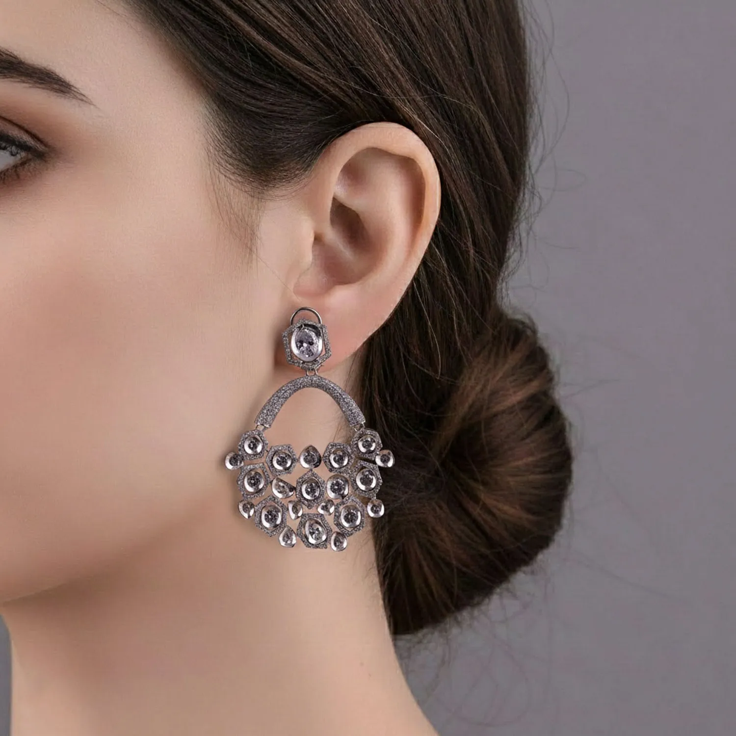 Silver Crystal Chandelier Earrings