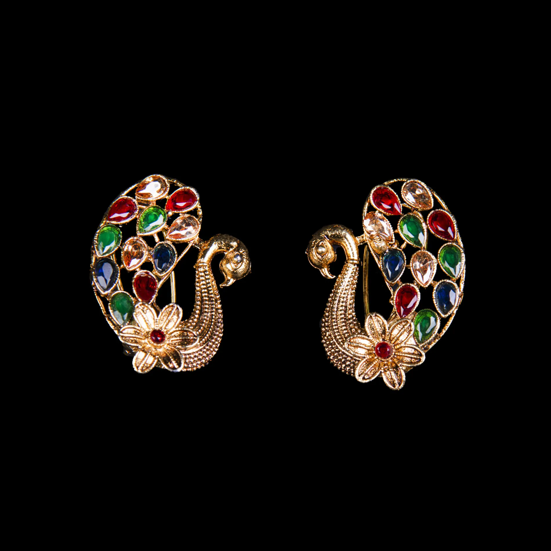 Golden Braided Peacock Charm Necklace Set