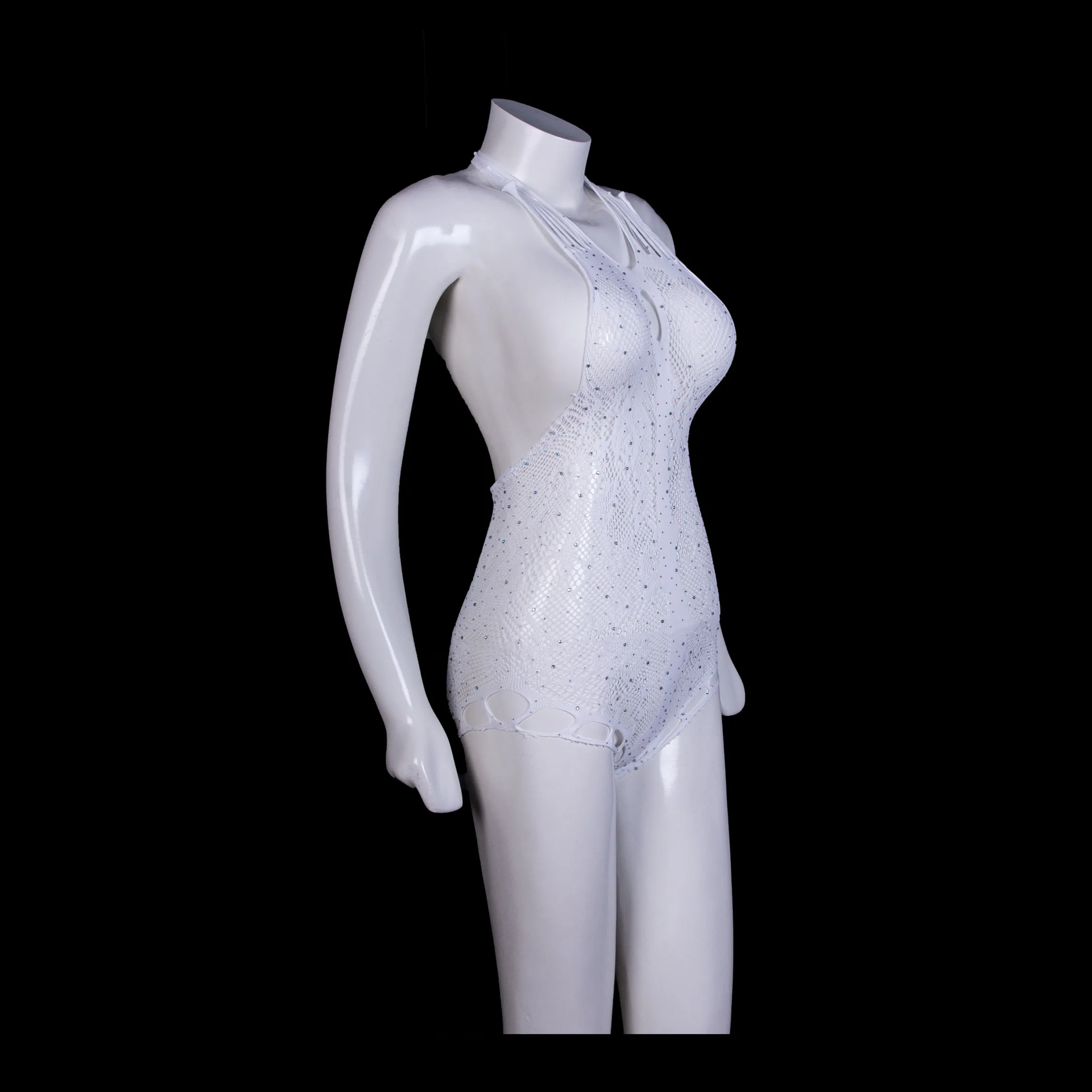 White Halter BodyStocking Suit