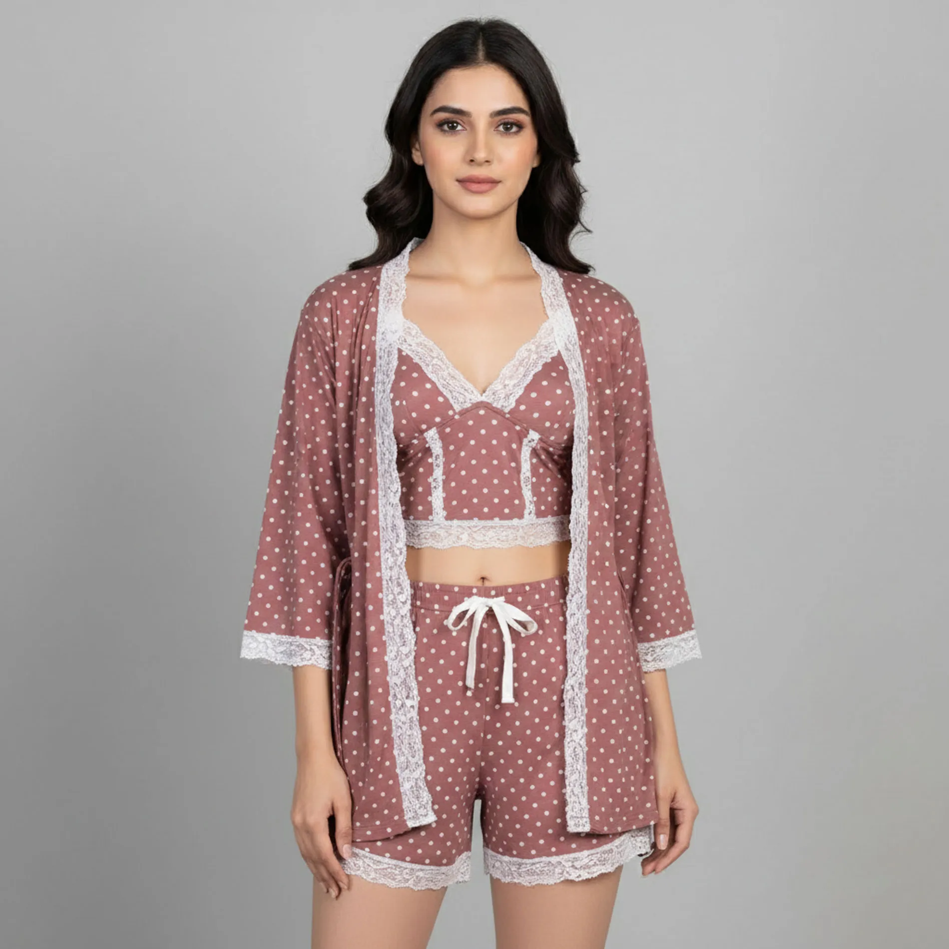 Anil Dotted 3 pcs Night Suit 5606