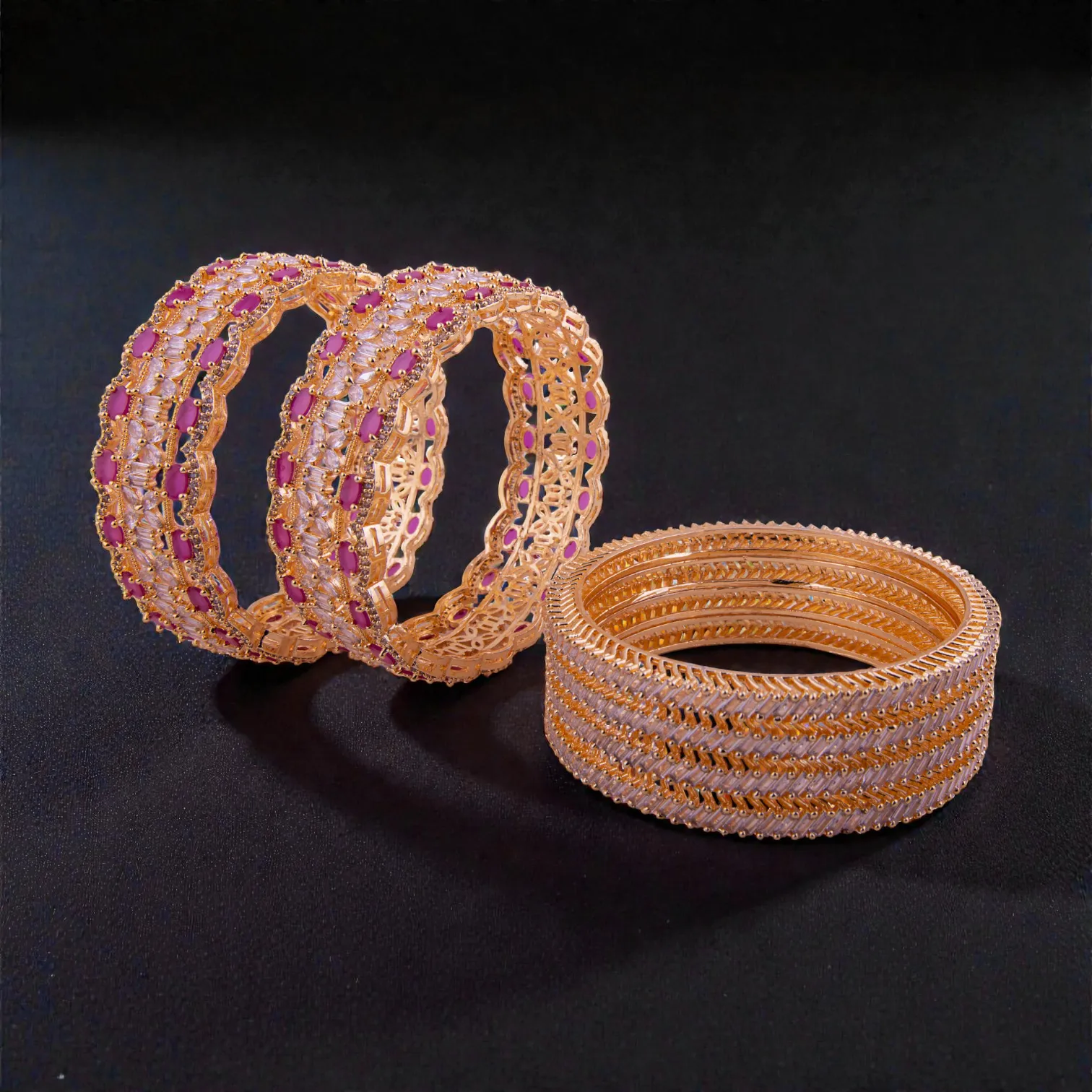 Bridal Pink Stone Bangles Set