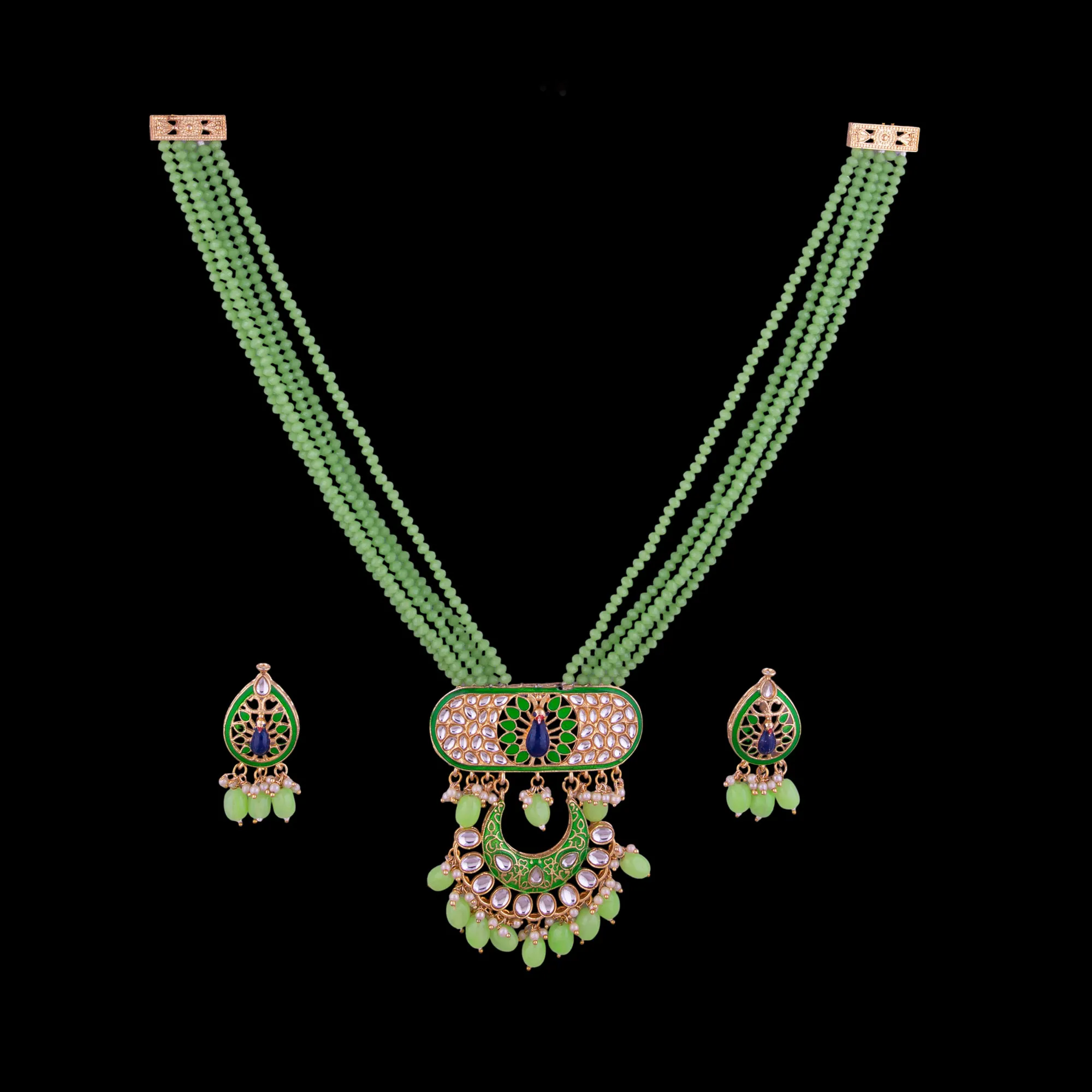 Beaded Chandbali Rani Pearl Mala Set