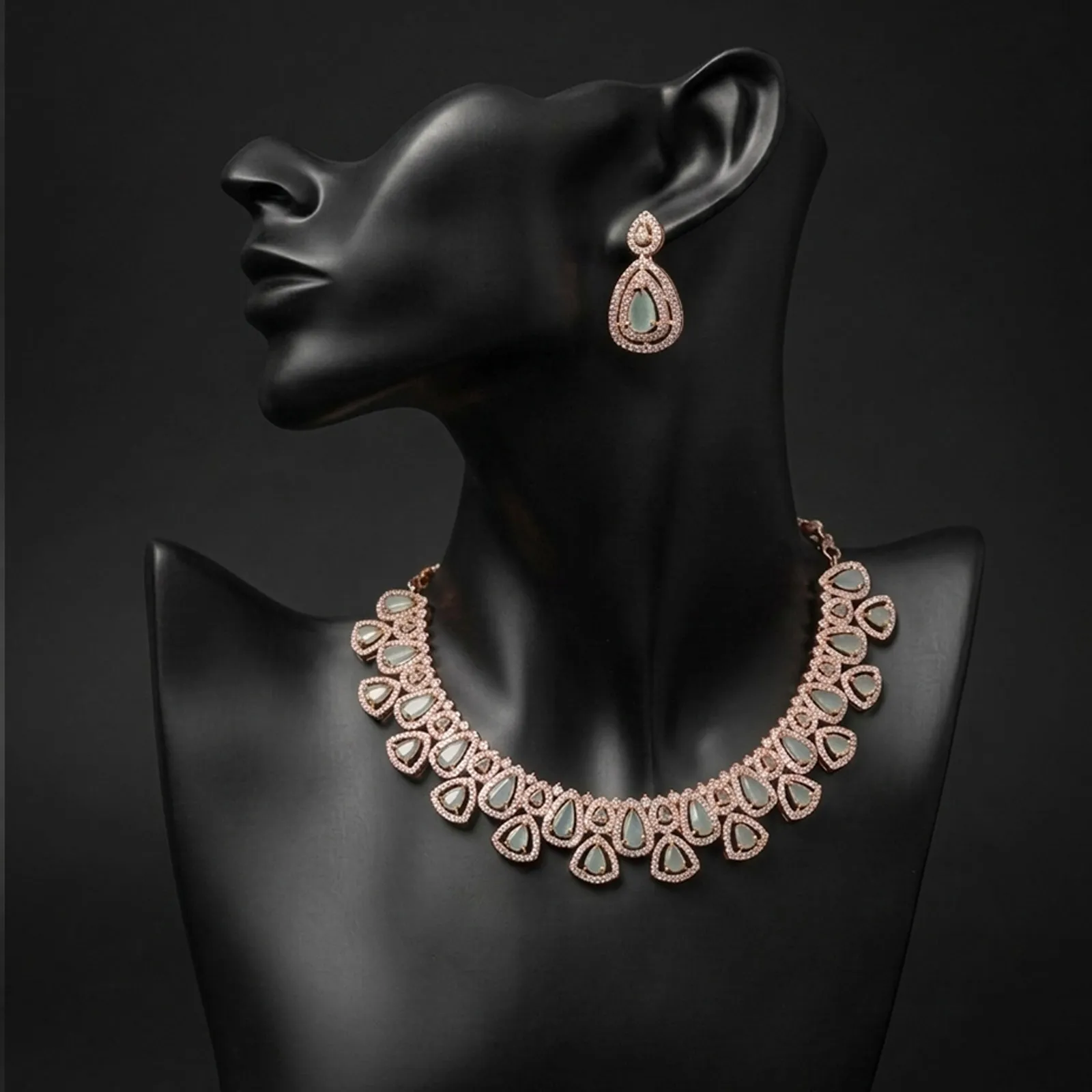Round Neck Zircon Necklace Set