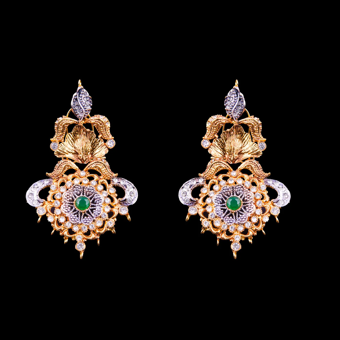 Emerald Leaf Cluster Jewellery Set