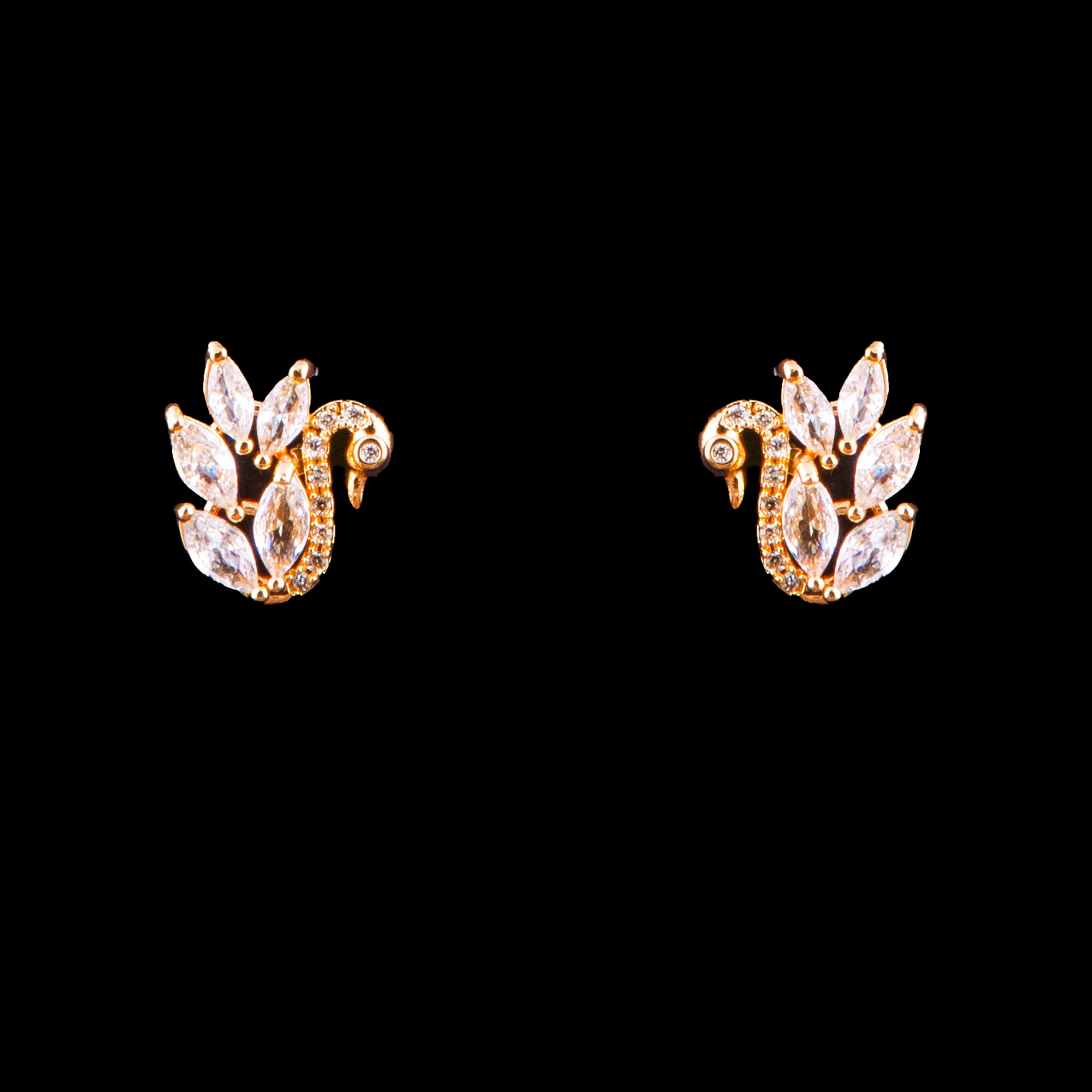 Gold Plated Crystal Swan Jewelry Set
