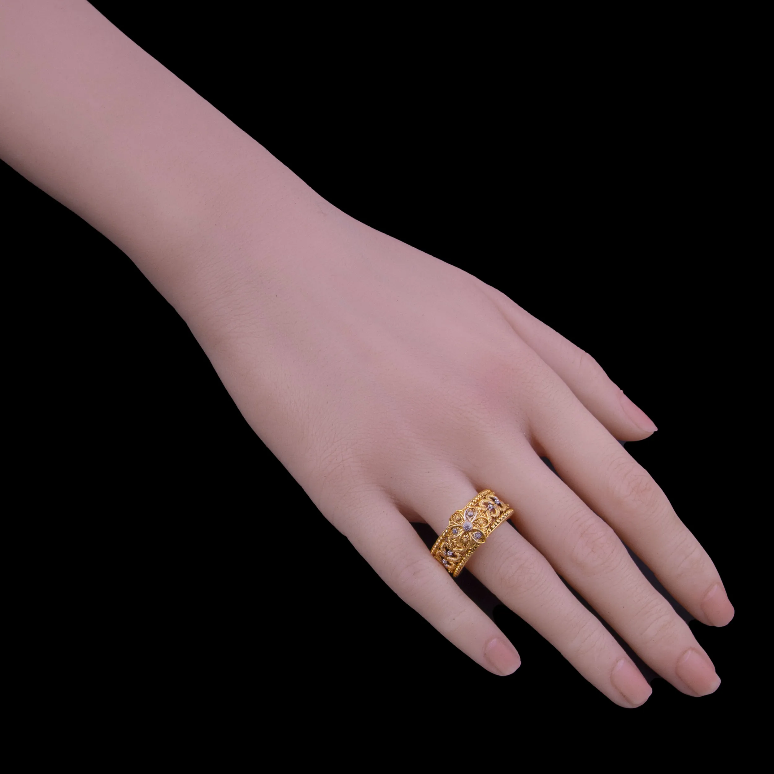 Gold Plated Floral Band Ring
