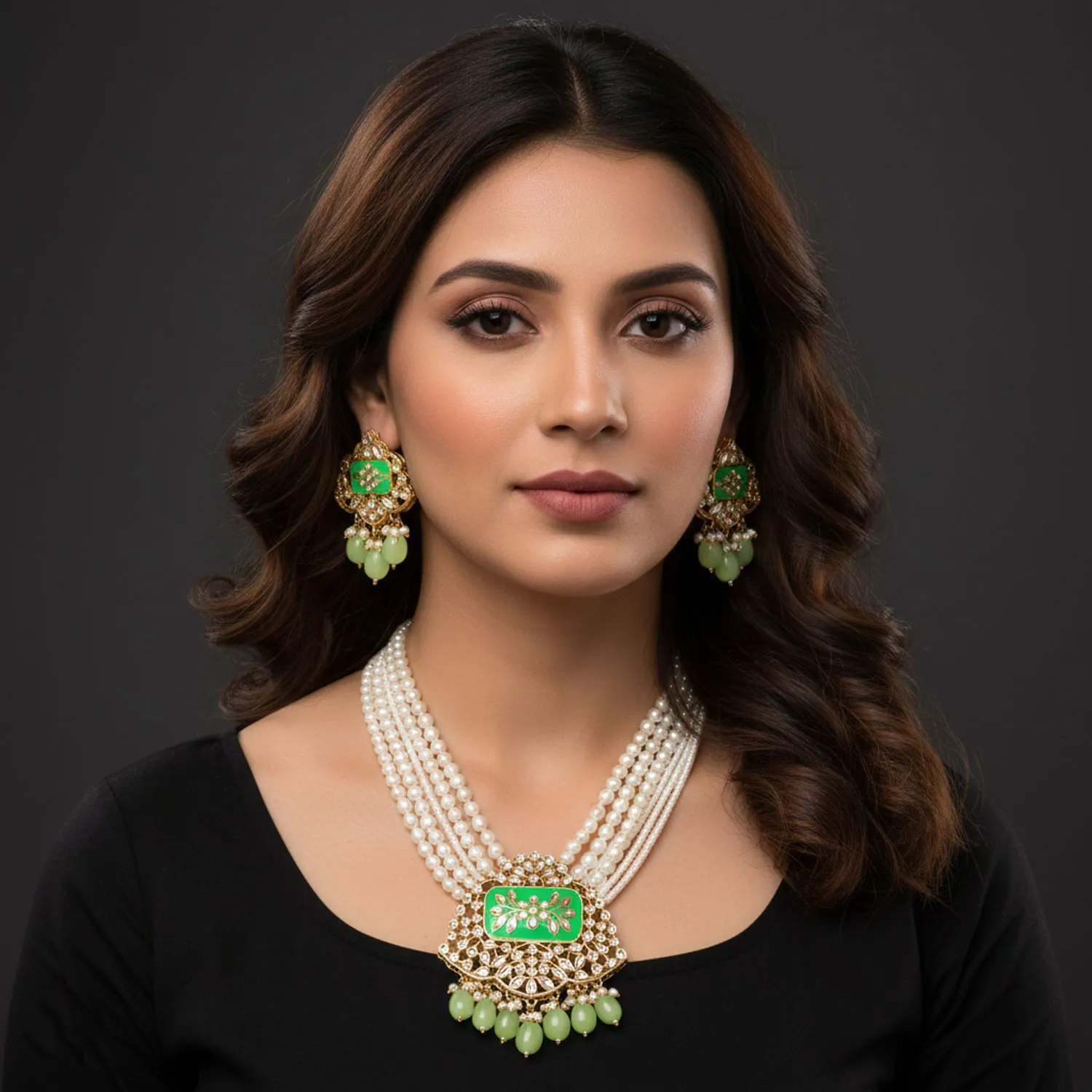 Kundan Pearl Rani Mala Set