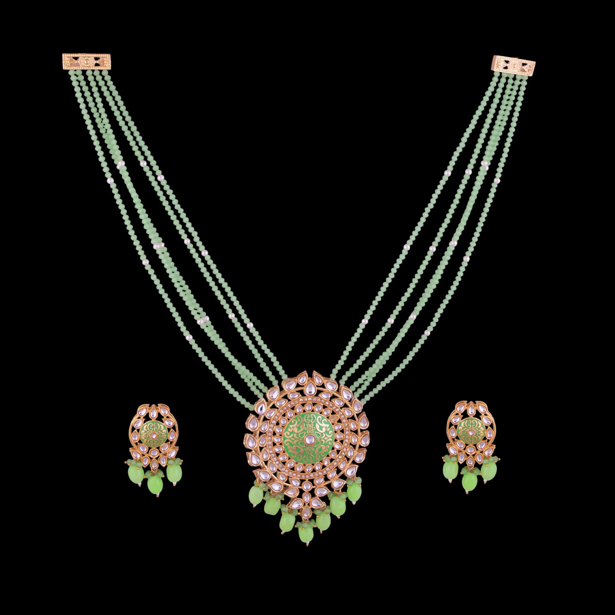 Kundan Meenakari Beaded Mala Set