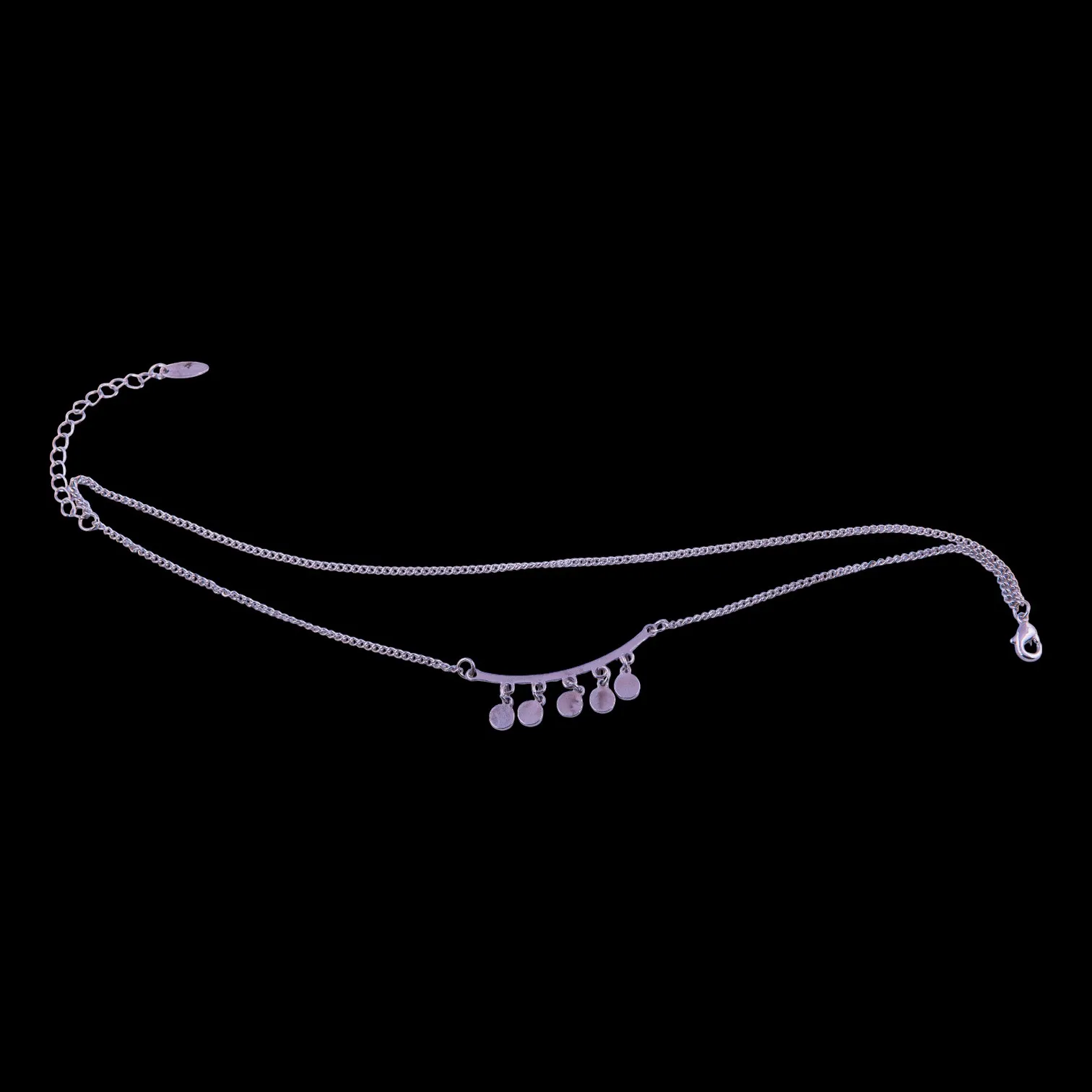 Double Layered Silver Toned Anklet