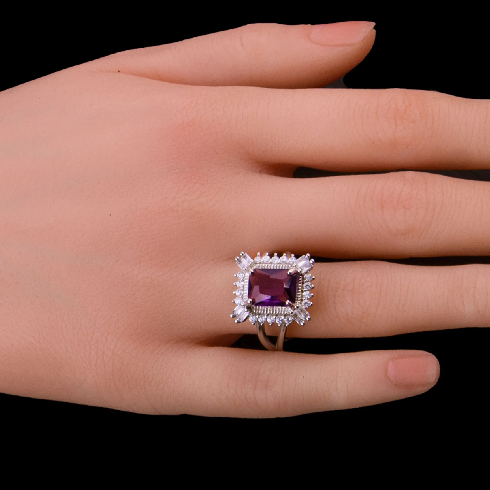 Vintage Central Purple Diamond Cocktail Ring