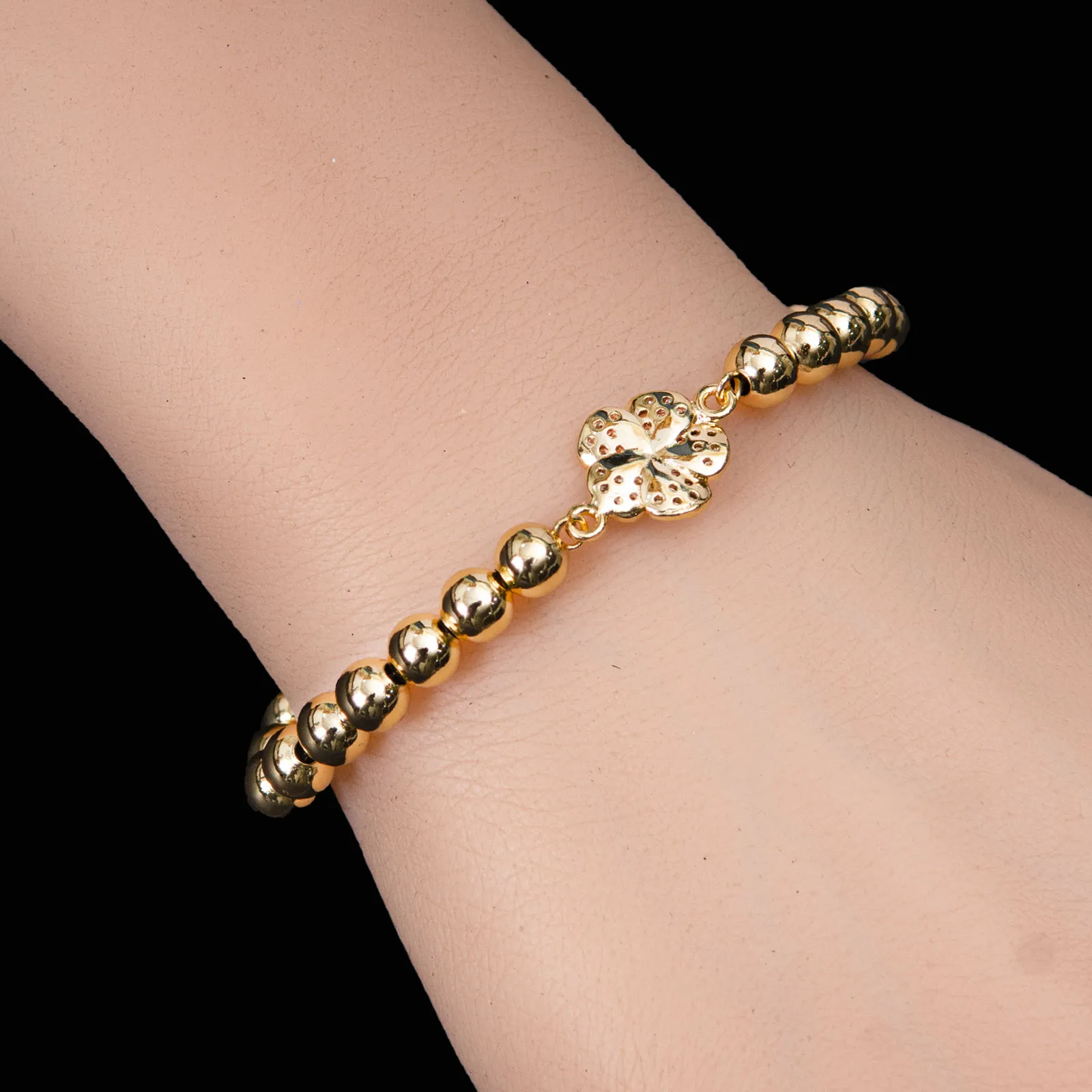 Golden Beaded Clover Bracelet