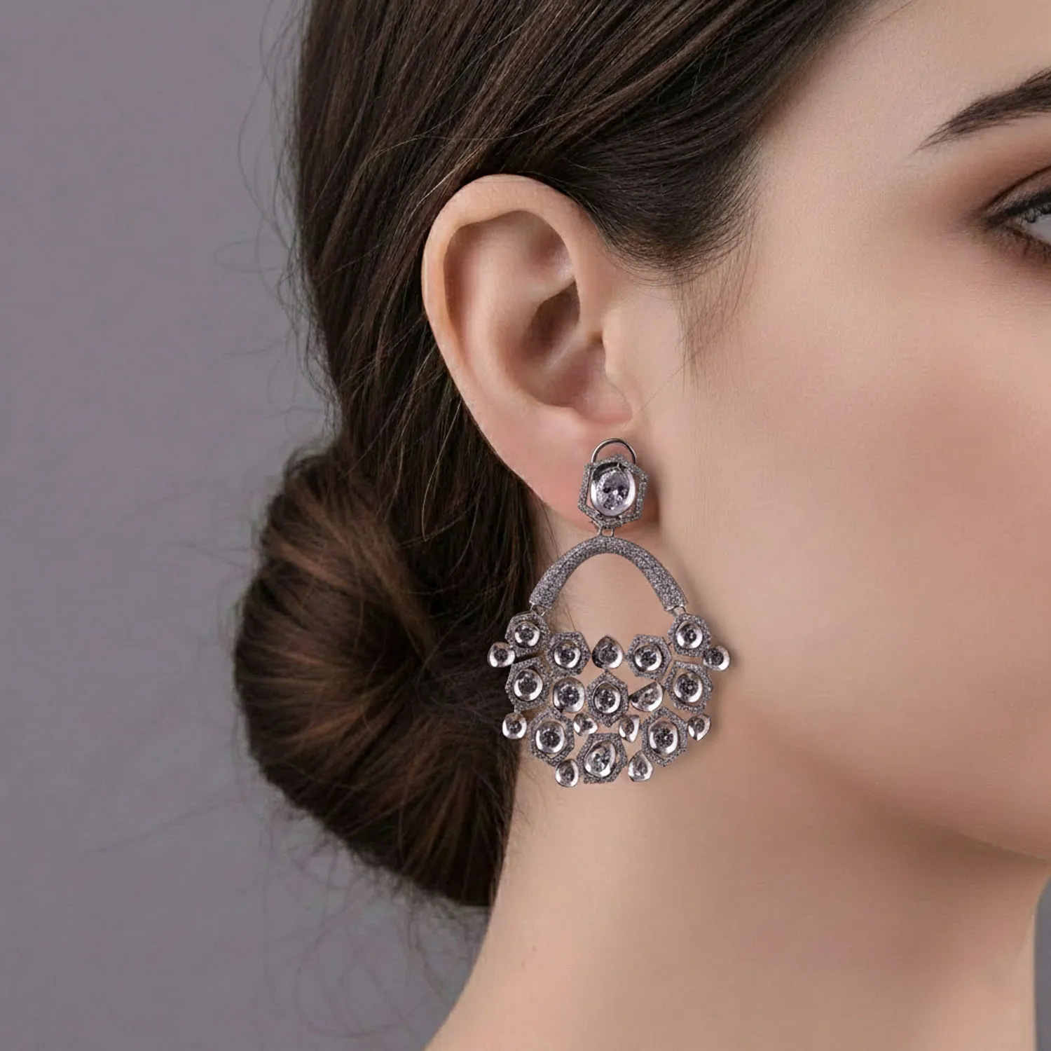 Silver Crystal Chandelier Earrings