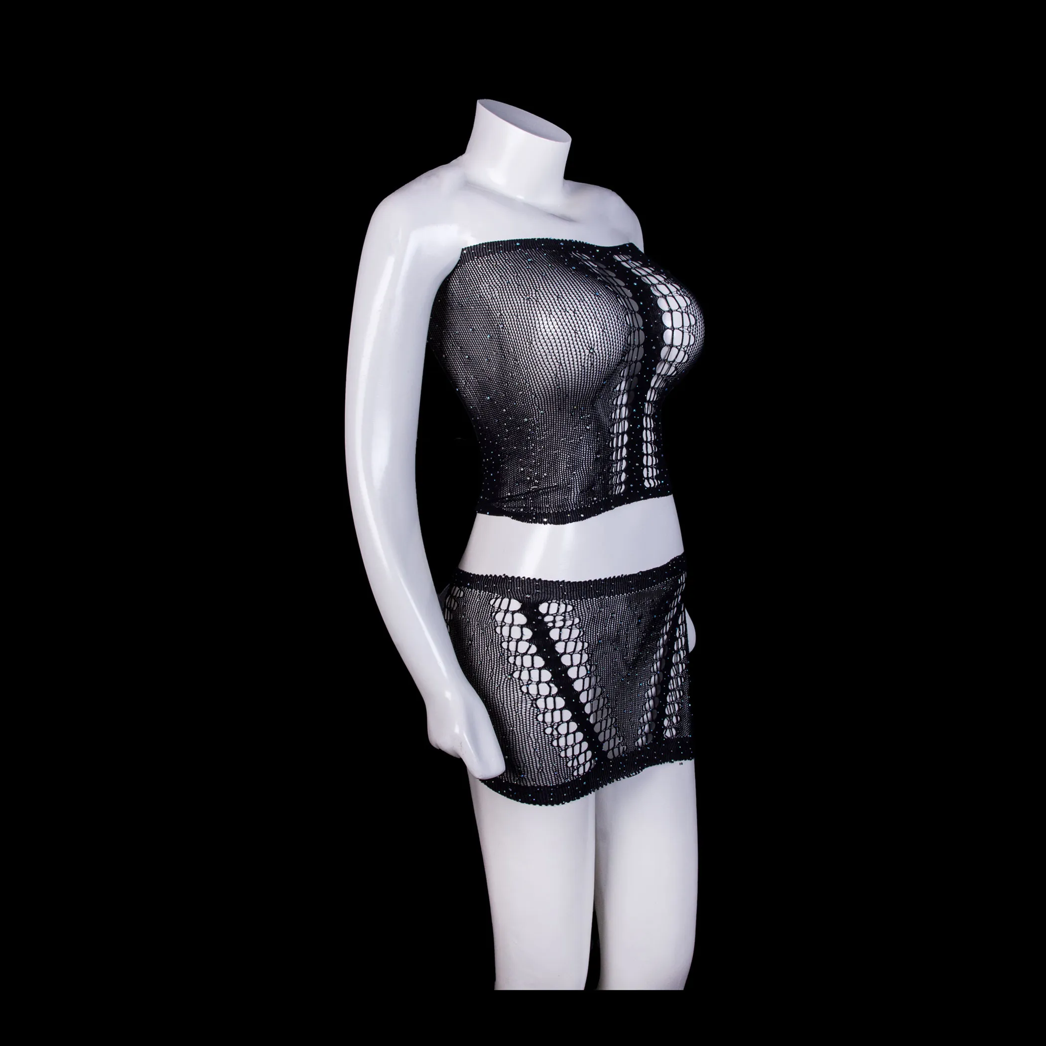 Black Stocking Netting Skirt Intimate Set