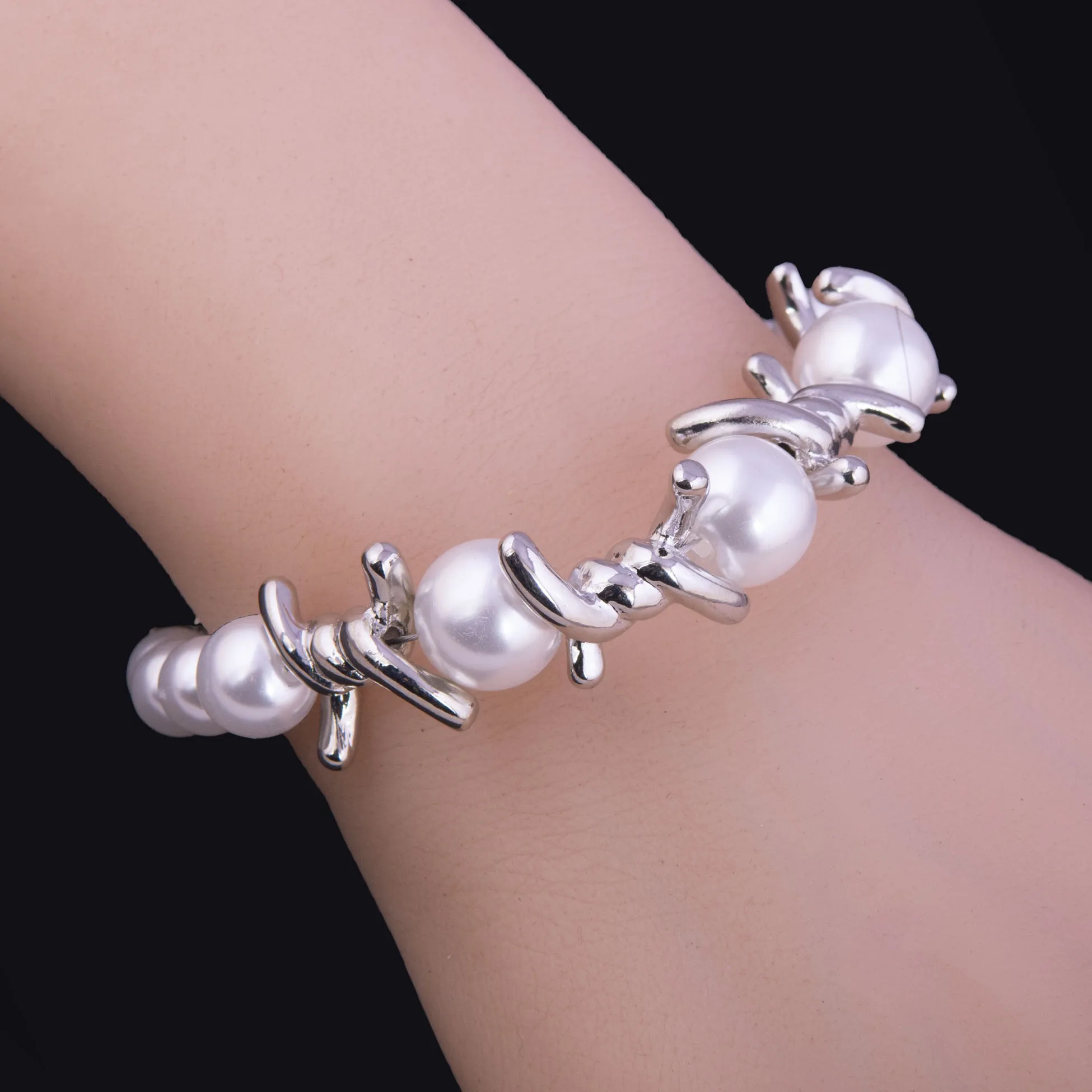 Wedding Imitation Pearl Jewelry Set With Bracelet