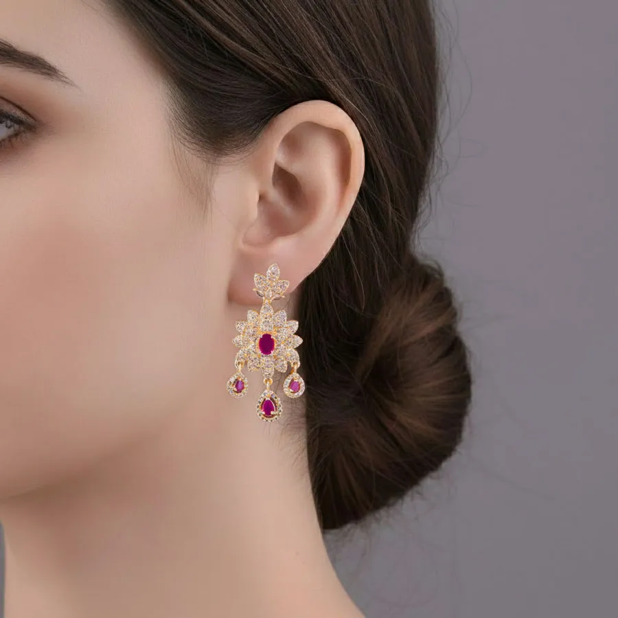 Ruby American Diamond Earrings