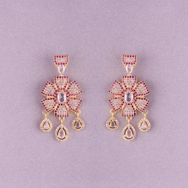 Floral Artificial Drop Earrings Pair