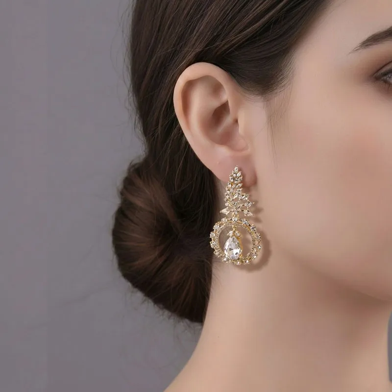 Gold Plated Dangle Drop Earrings