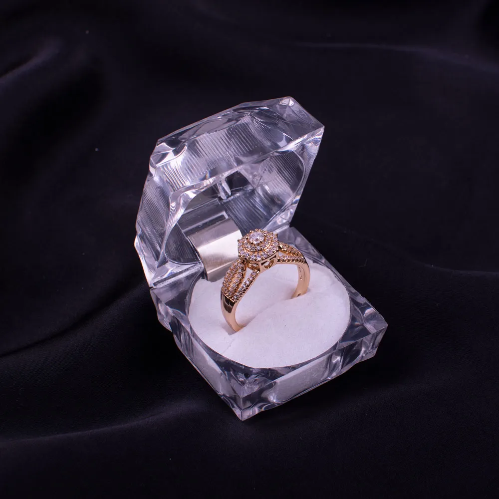 Gold Tone Halo Cluster Ring