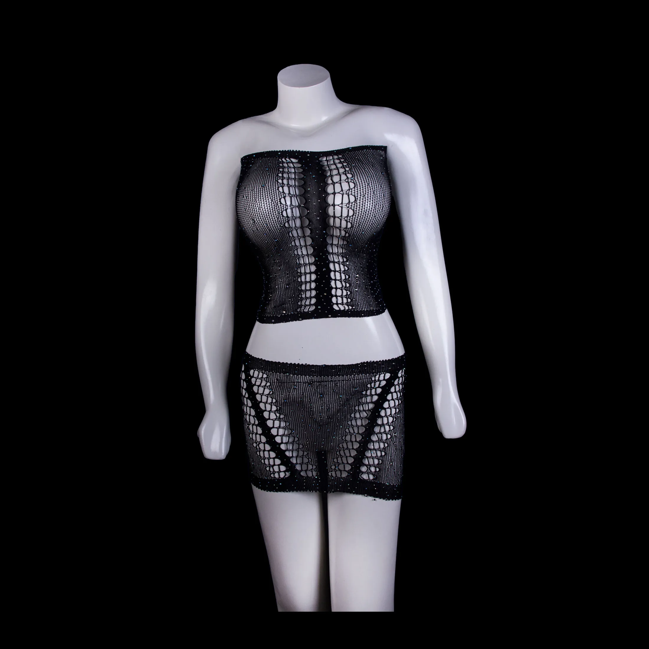 Black Stocking Netting Skirt Intimate Set