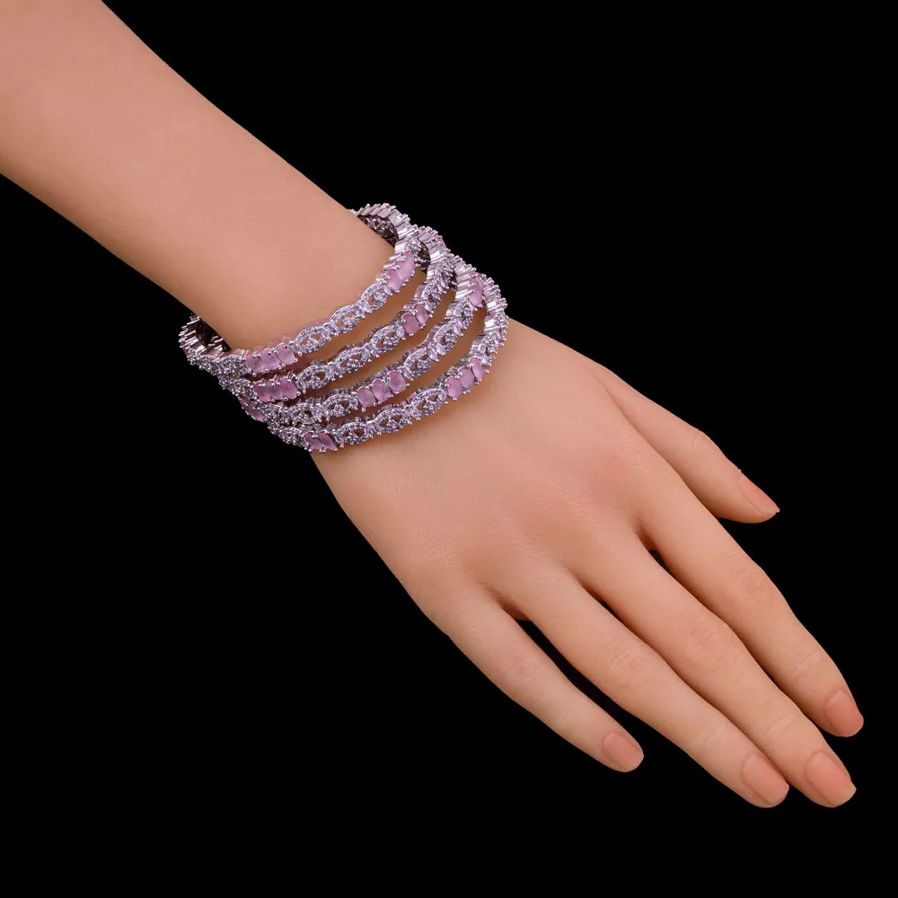 Pink Stone 4 PCS Bangles Set 1003