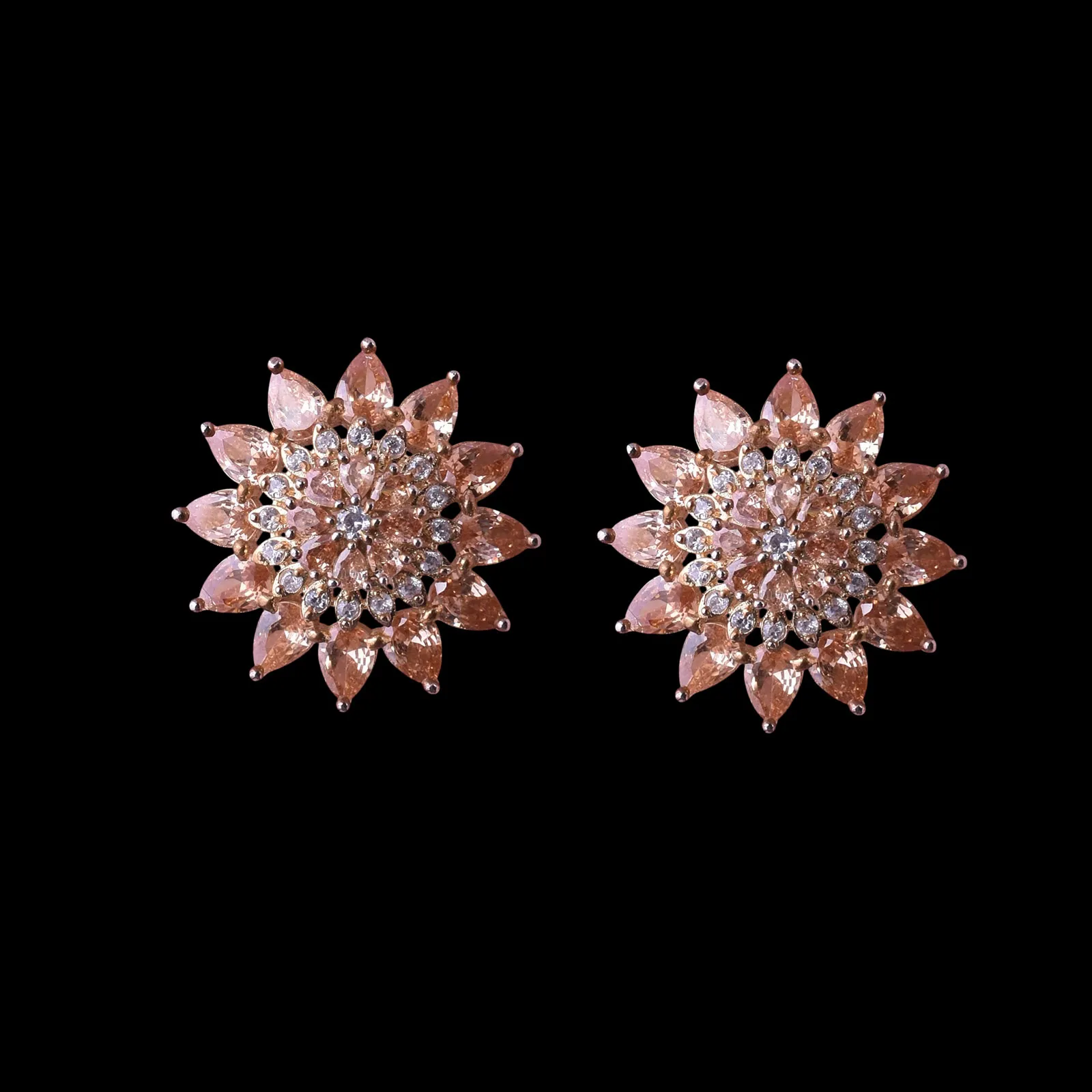 Crystal Flower Shape Stud Earrings