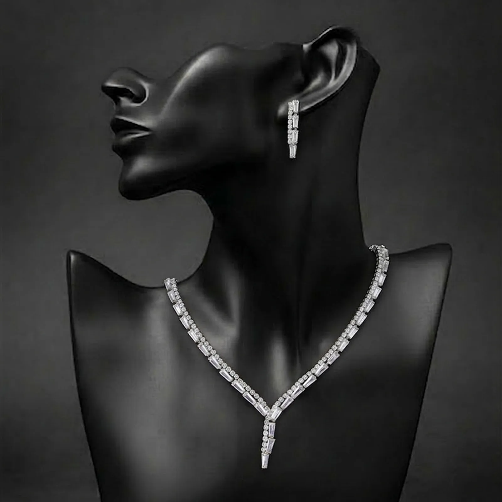 Crystals Clear Party Necklace Set