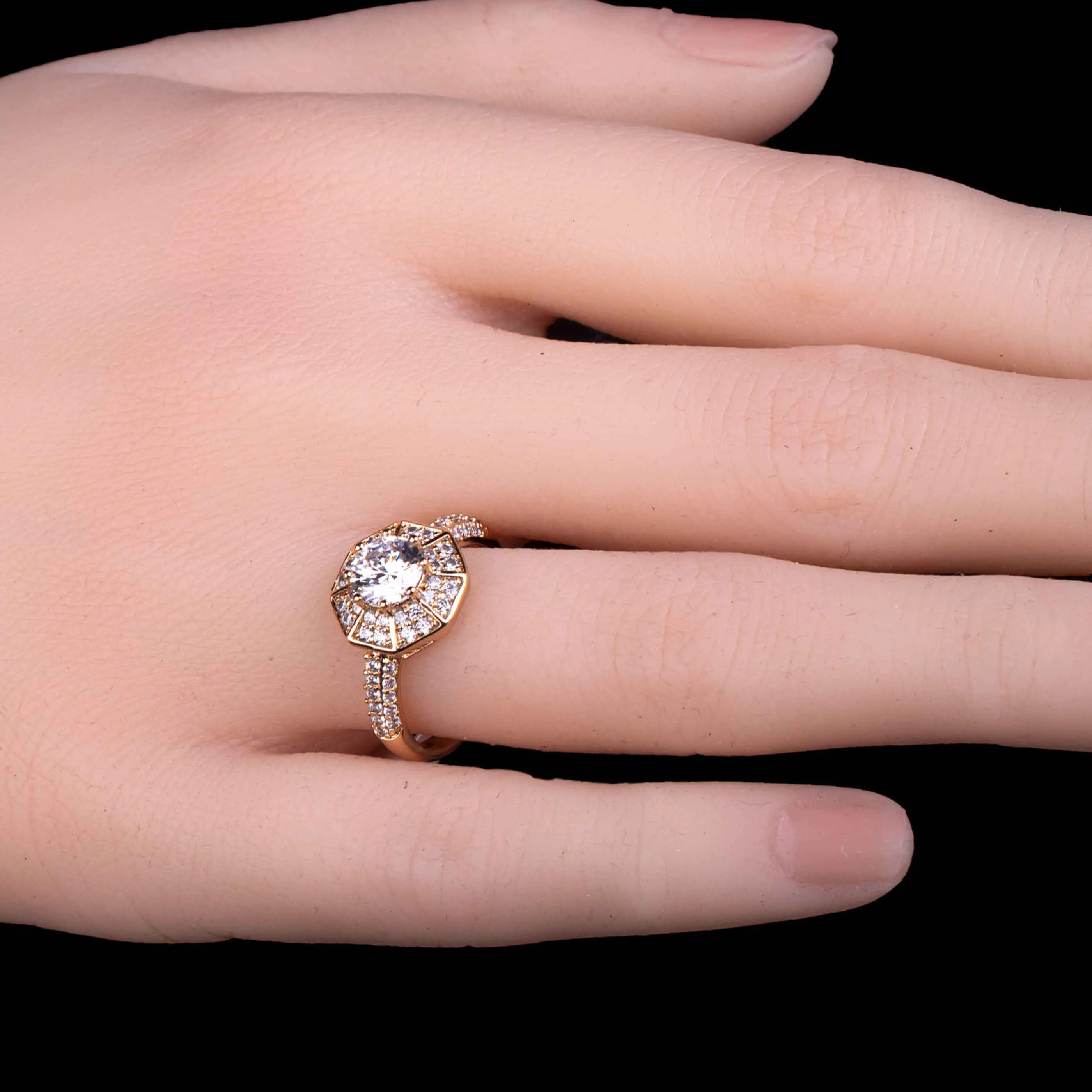 Floral Silver Zircon Ring
