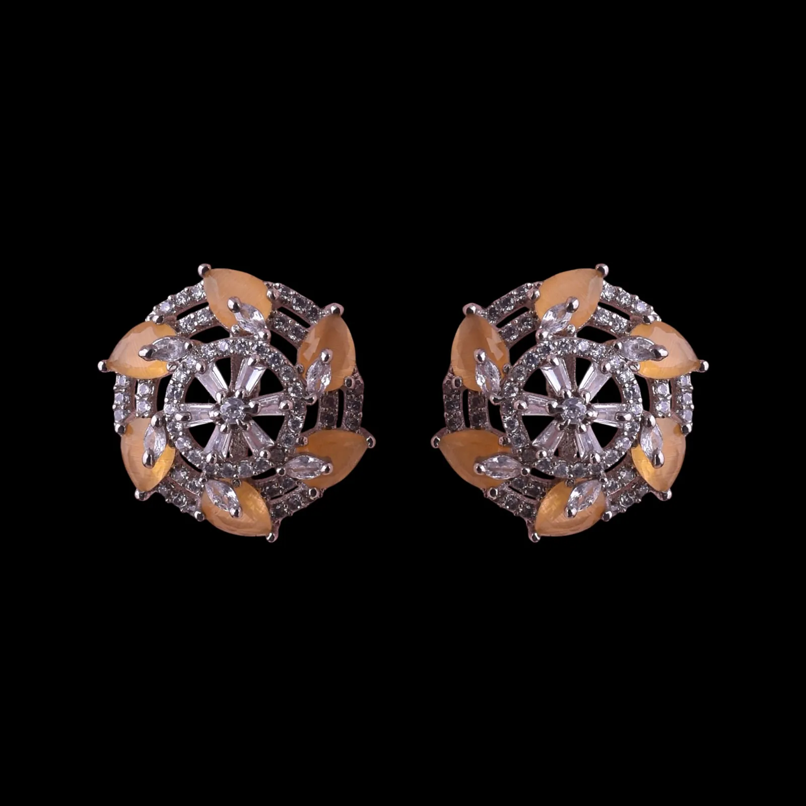 Indian Orange Onyx Stud Earrings