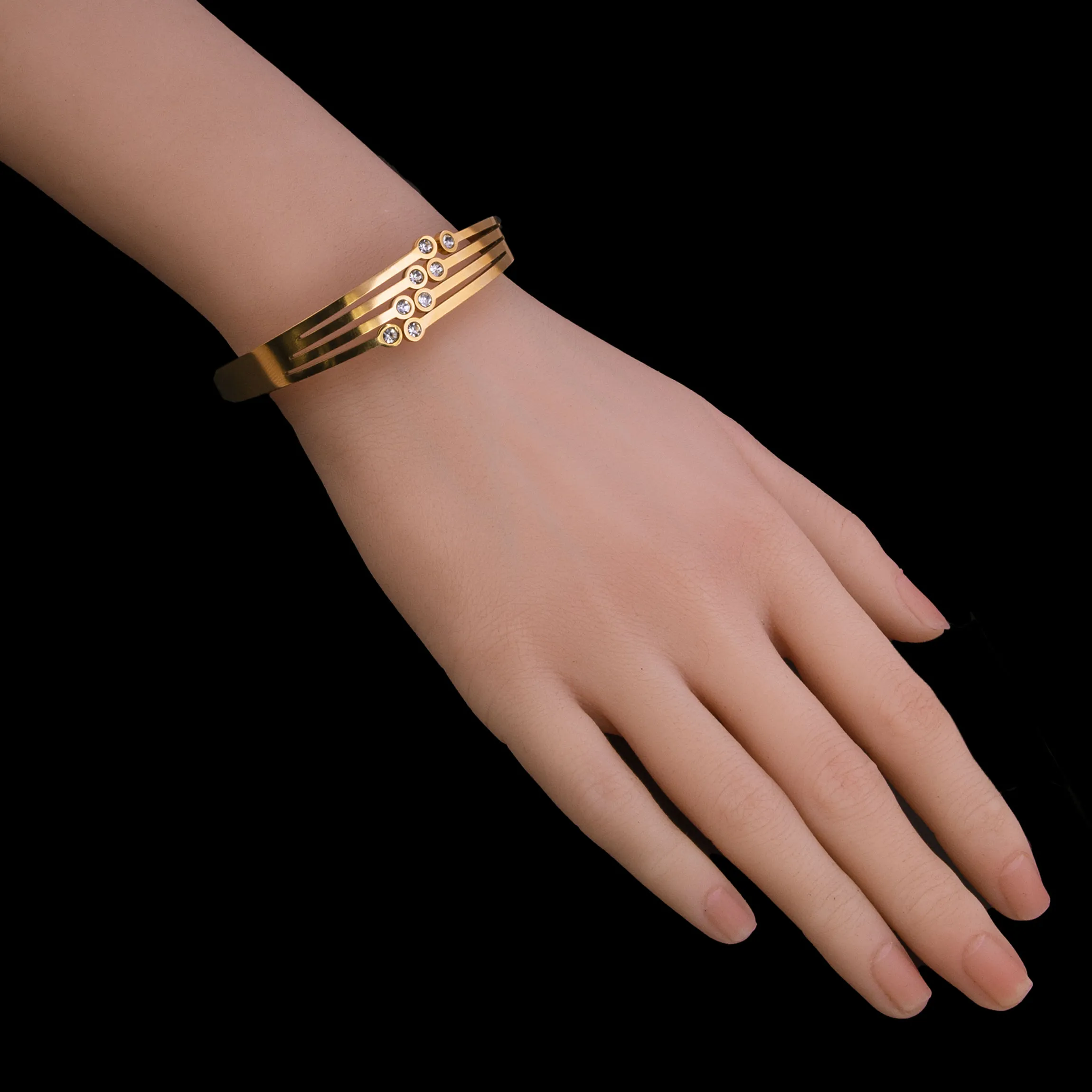 Gold Plated Layered Cuff Bracelet