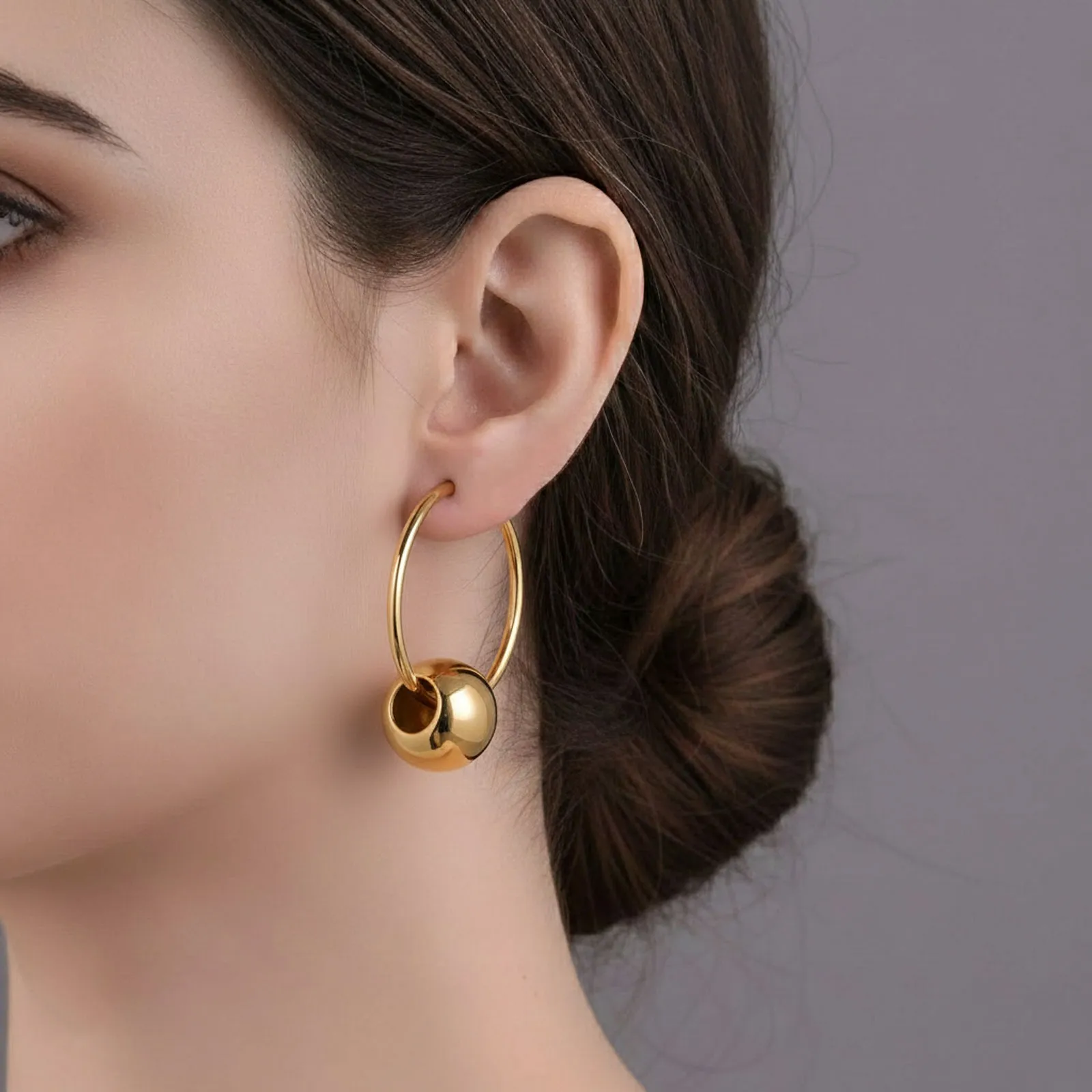 Gold Sphere Hoop Earrings