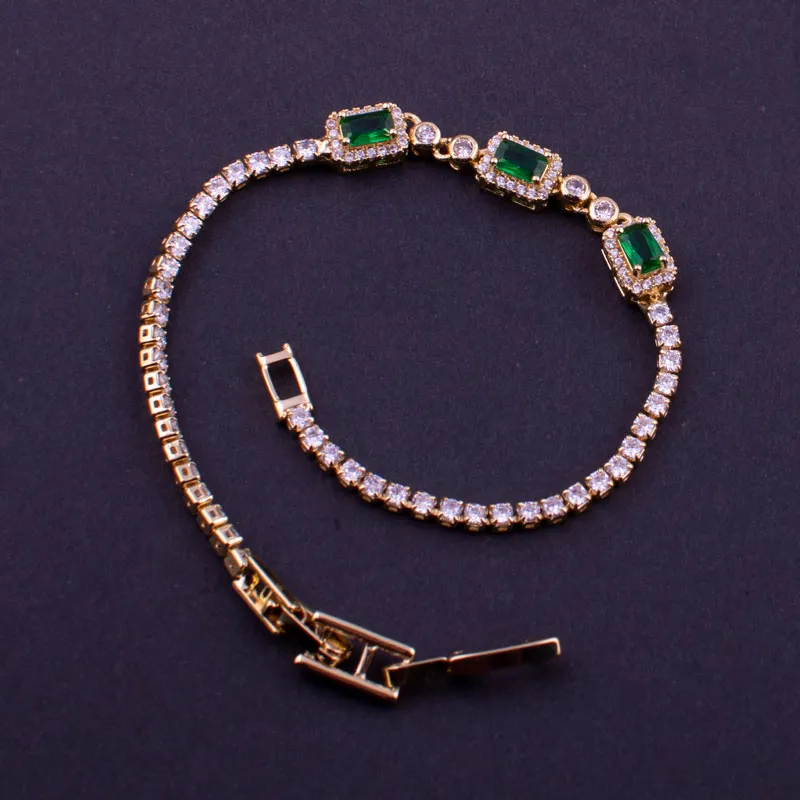 Green Square Stones Bracelet
