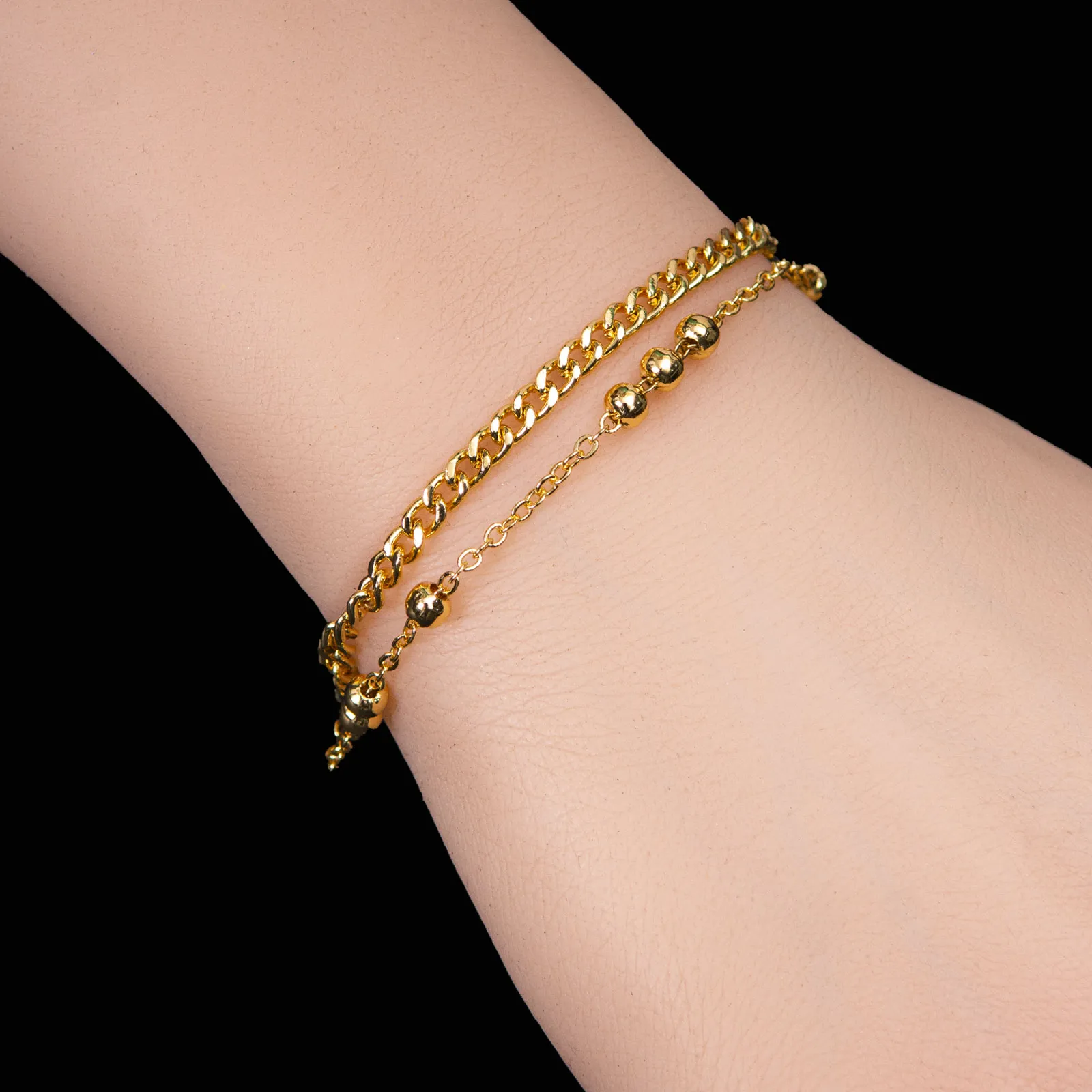 Dual Chain Beaded Bracelet