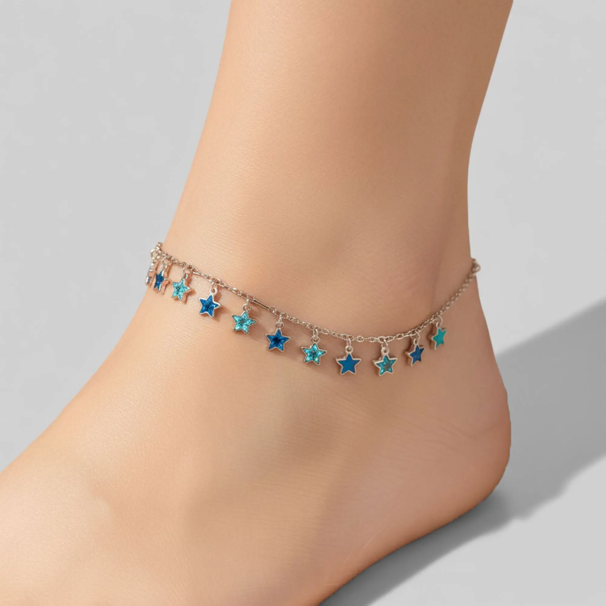 Silver Plated star charms Chain Anklet
