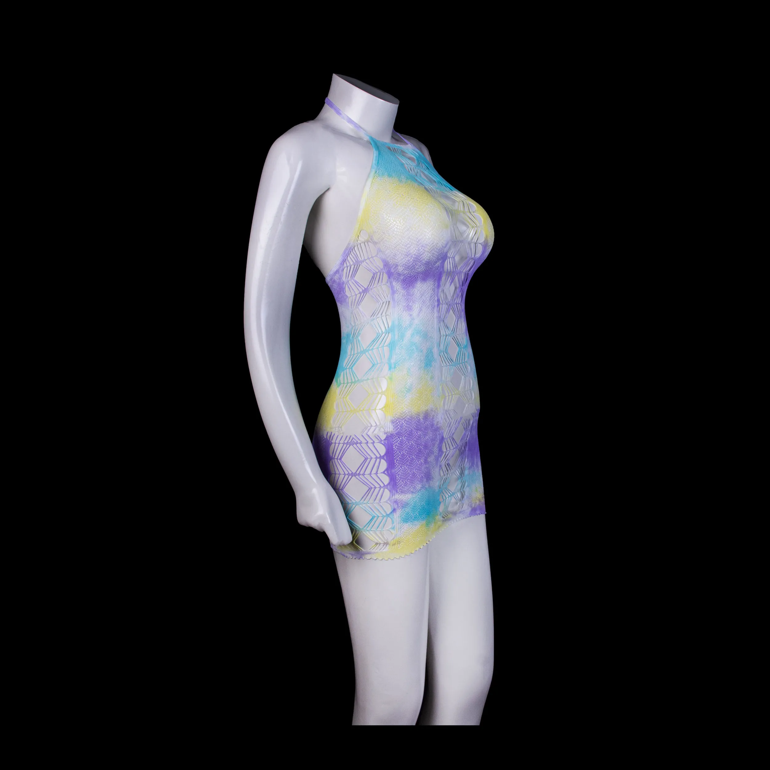 Tie-dye Bodycon Halter Neck Mini Dress