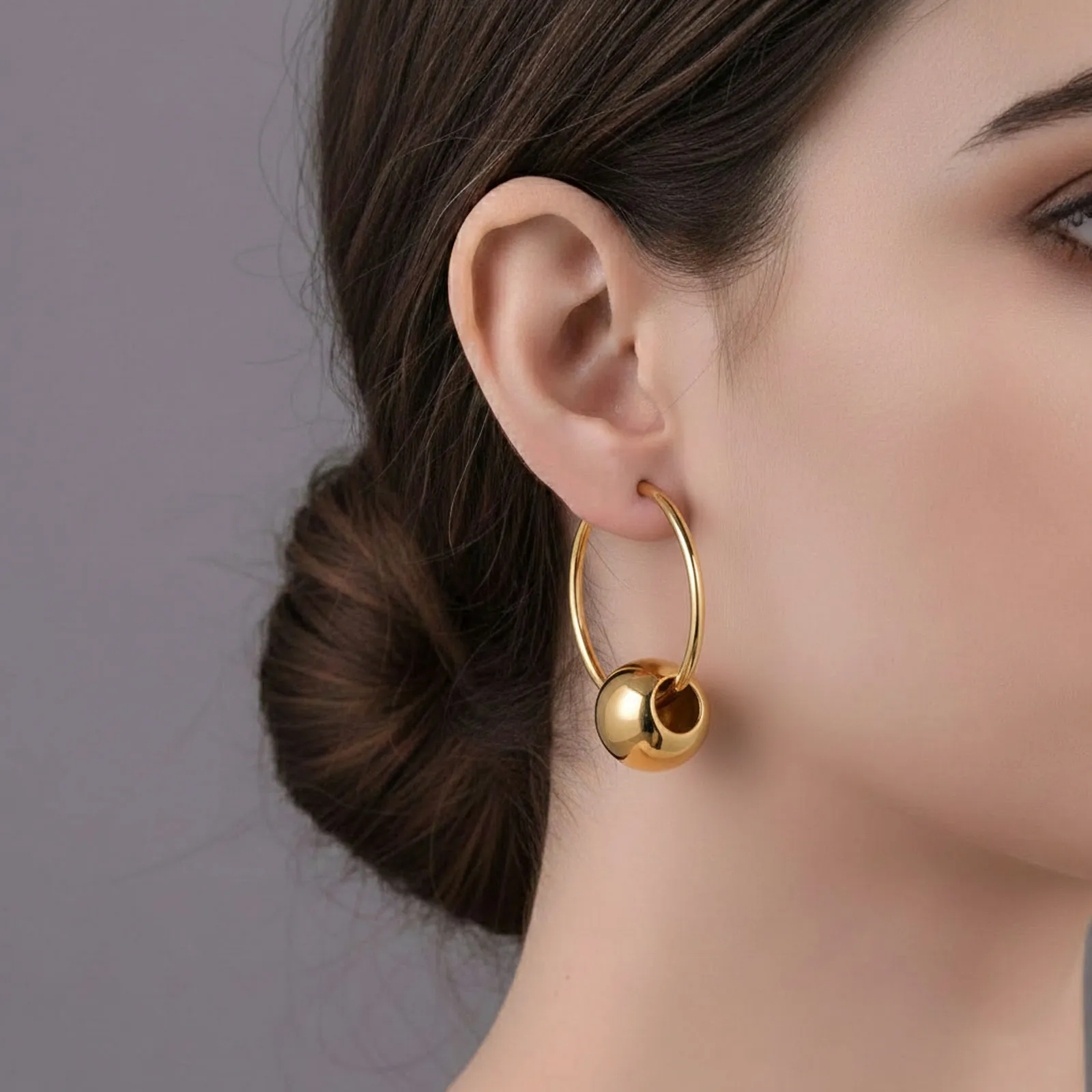 Gold Sphere Hoop Earrings